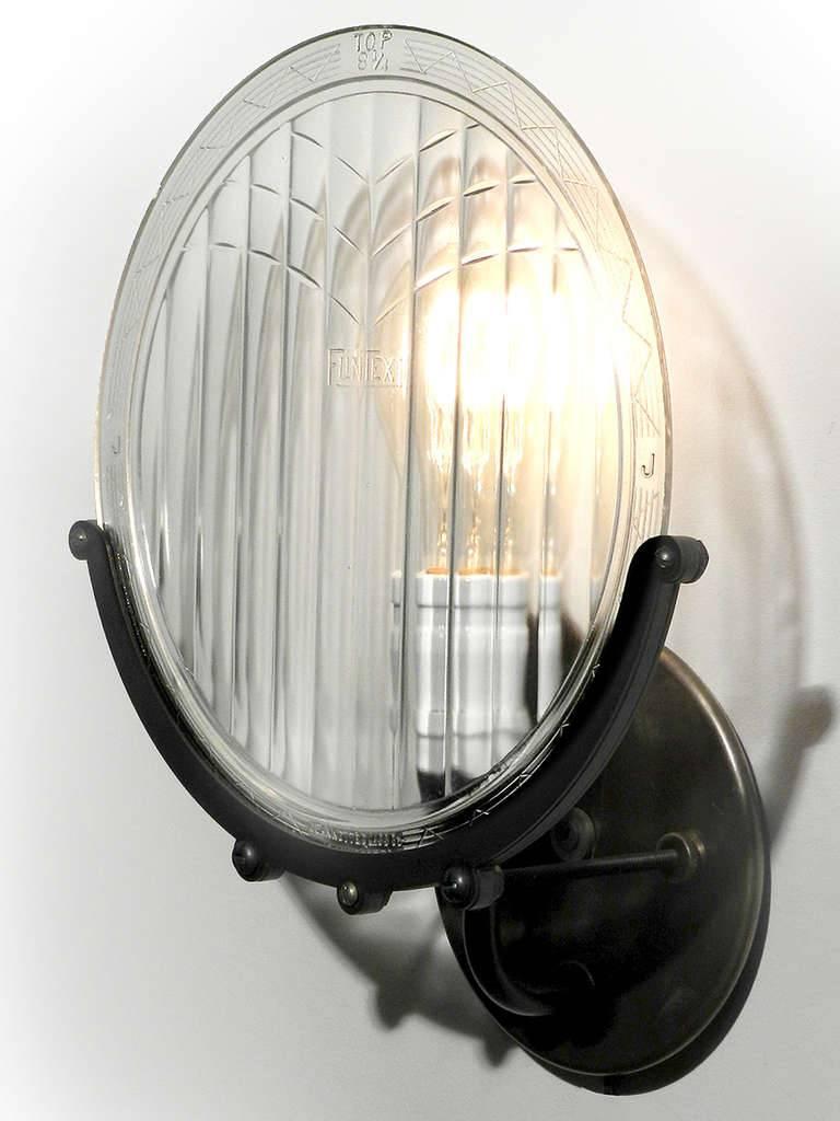 Industrial 1915 Automobile Headlight Lens Sconce