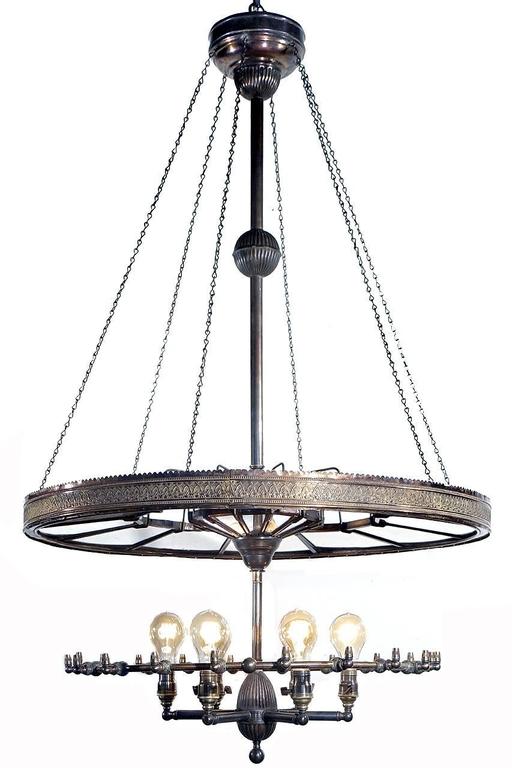 Super Rare I. P. Frink, SixLight Mirror Reflector Chandelier at 1stDibs
