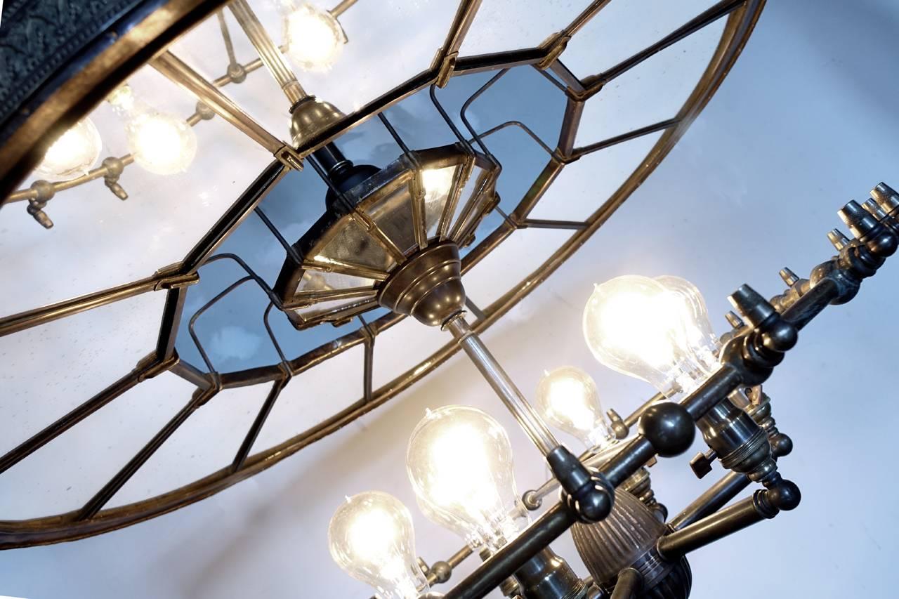 American Super Rare I. P. Frink, Six-Light Mirror Reflector Chandelier