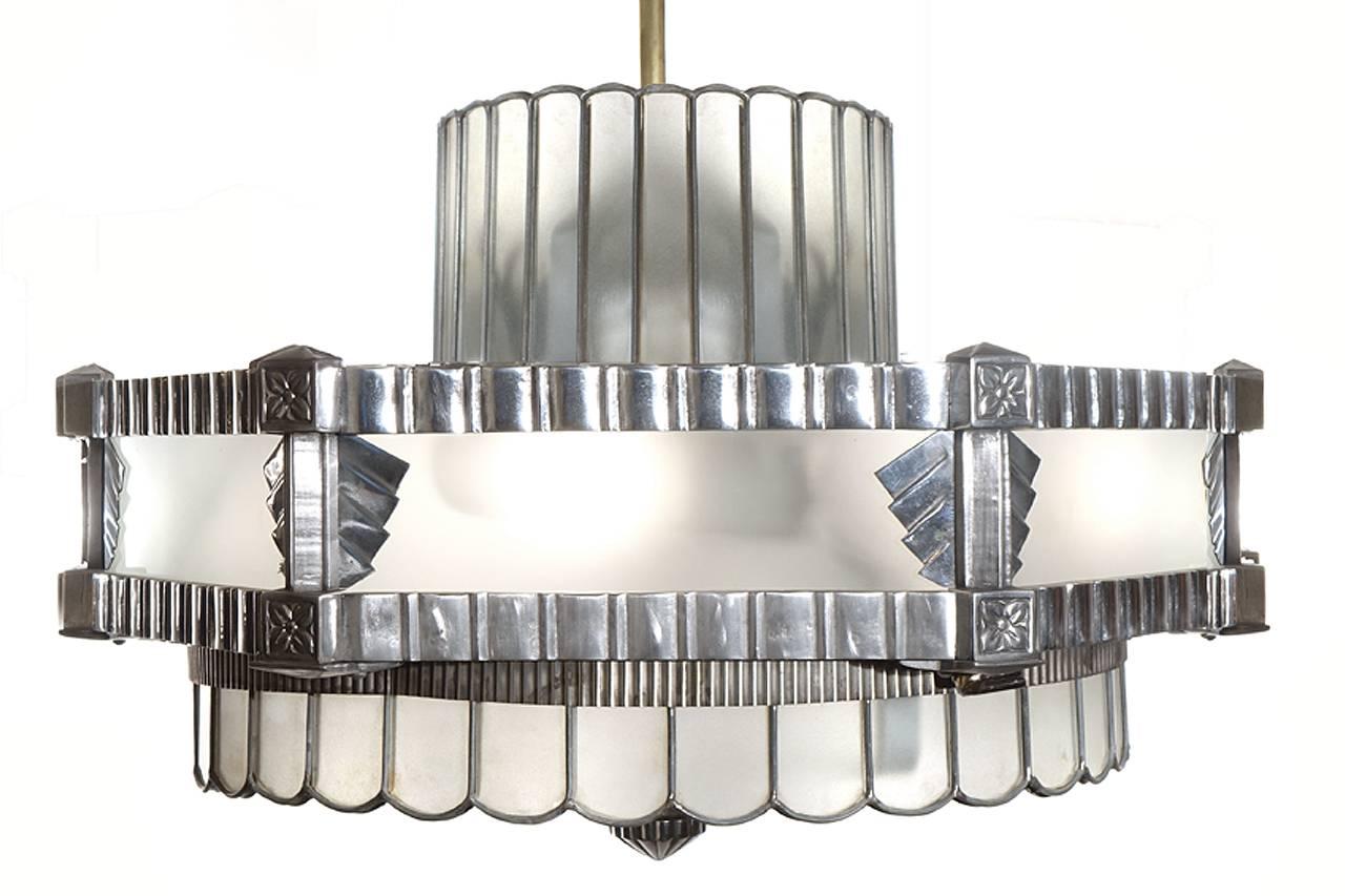 American Art Deco Theater Chandelier and Matching Ceiling Fans