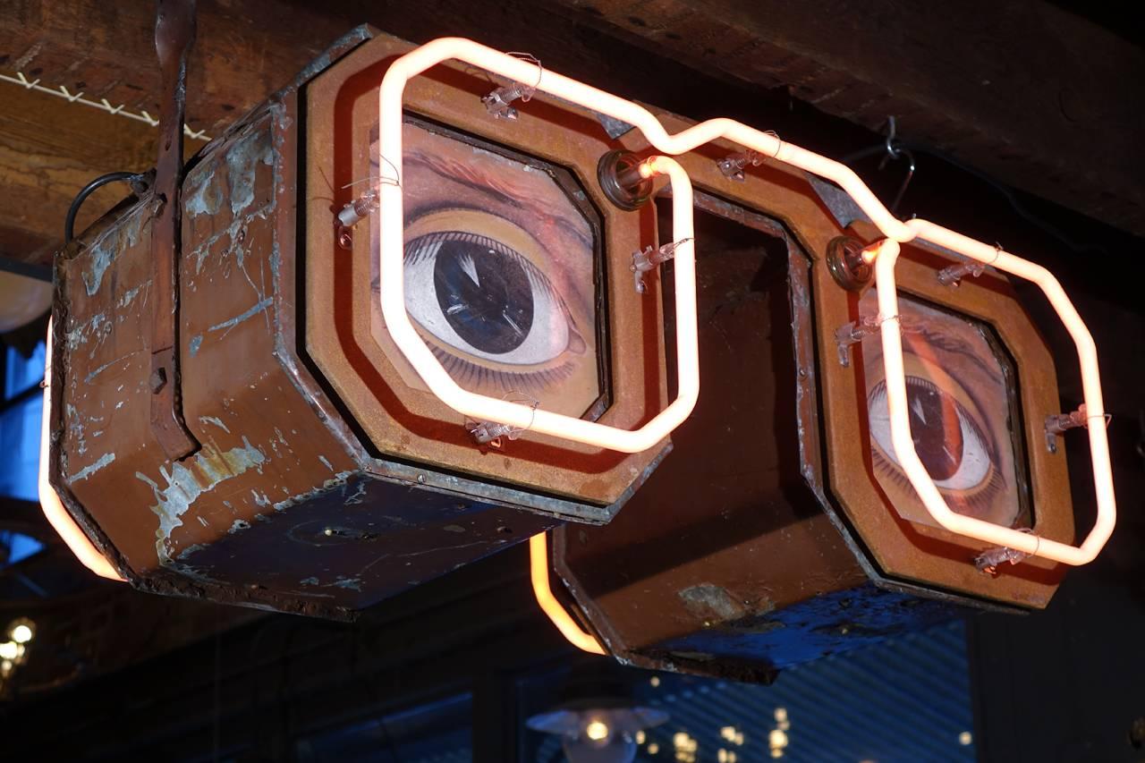 Industrial Double-Sided Neon Eyeglass Sign, circa 1930s