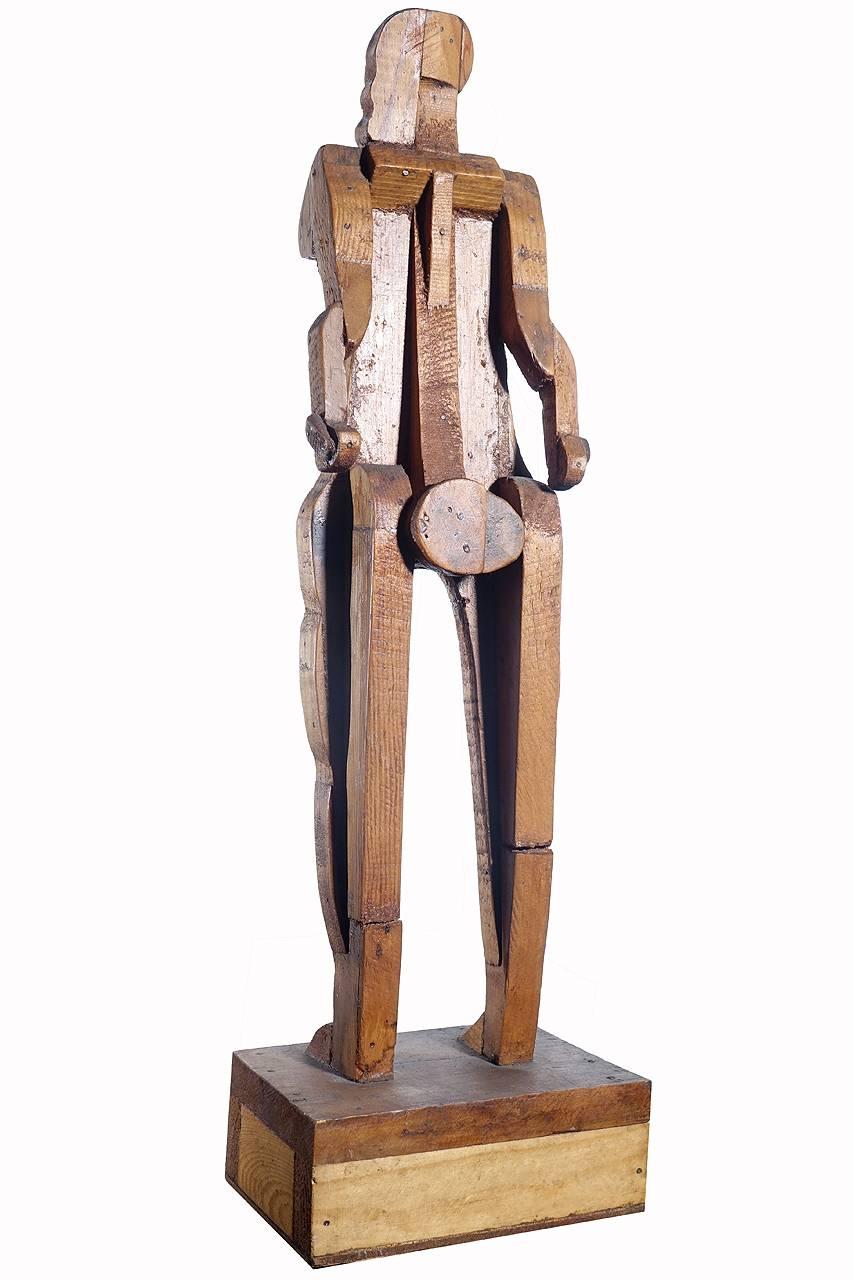 Cubist Wood Sculpture In Excellent Condition In Peekskill, NY