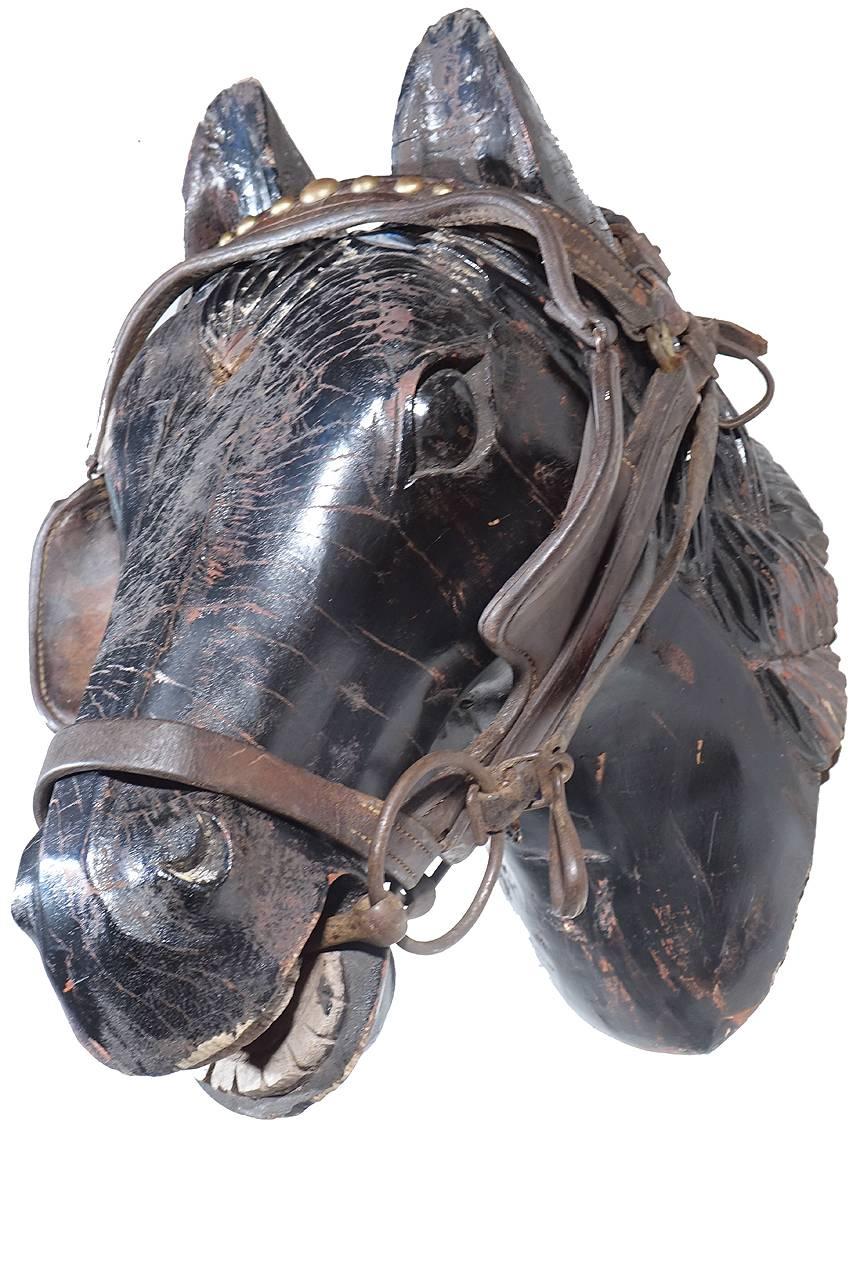American Early Hand-Carved Tack Horse Display Head