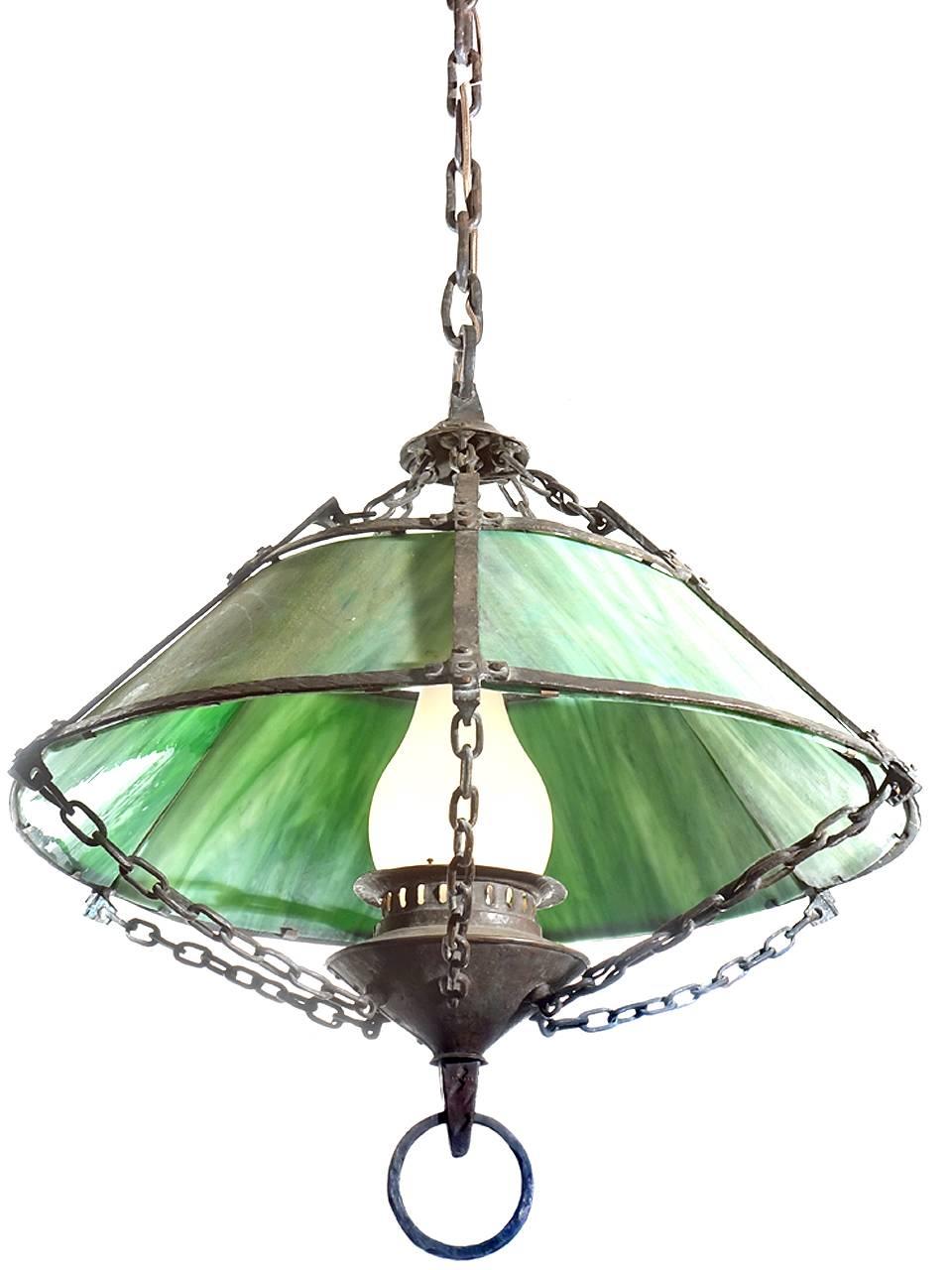 Beautiful Handmade Arts and Crafts Chandelier In Excellent Condition In Peekskill, NY