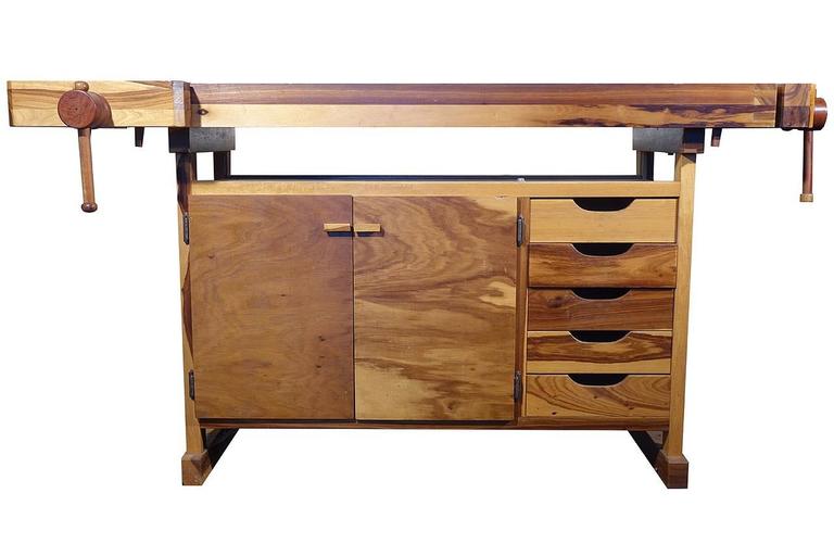 Beautiful Contrasting Wood Carpenters Work Bench At 1stdibs
