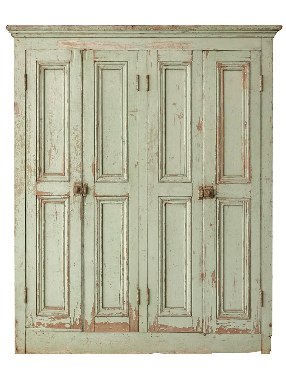 Rustic Original Paint Four-Door Raised Panel Cupboard