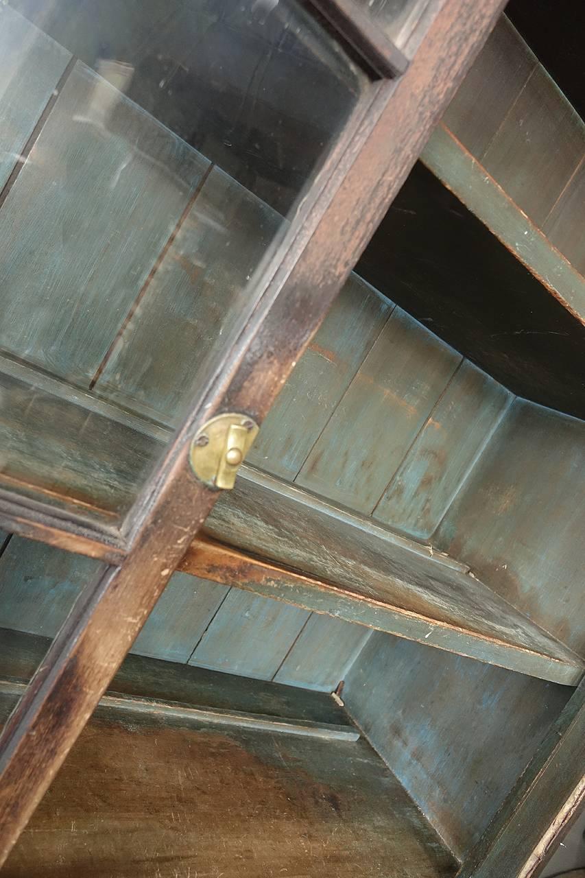 Primitive Mid-1800s Glazed Two-Tier Cupboard in Original Paint