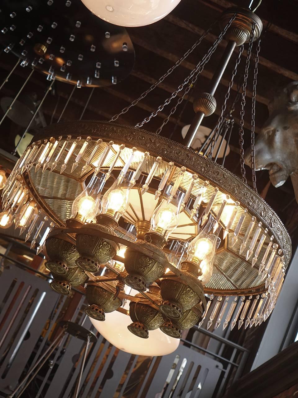 19th Century Large Original and Complete Frink Reflector Chandelier