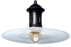 Pair of Classic Flat Milk Glass Pharmacy Lamps