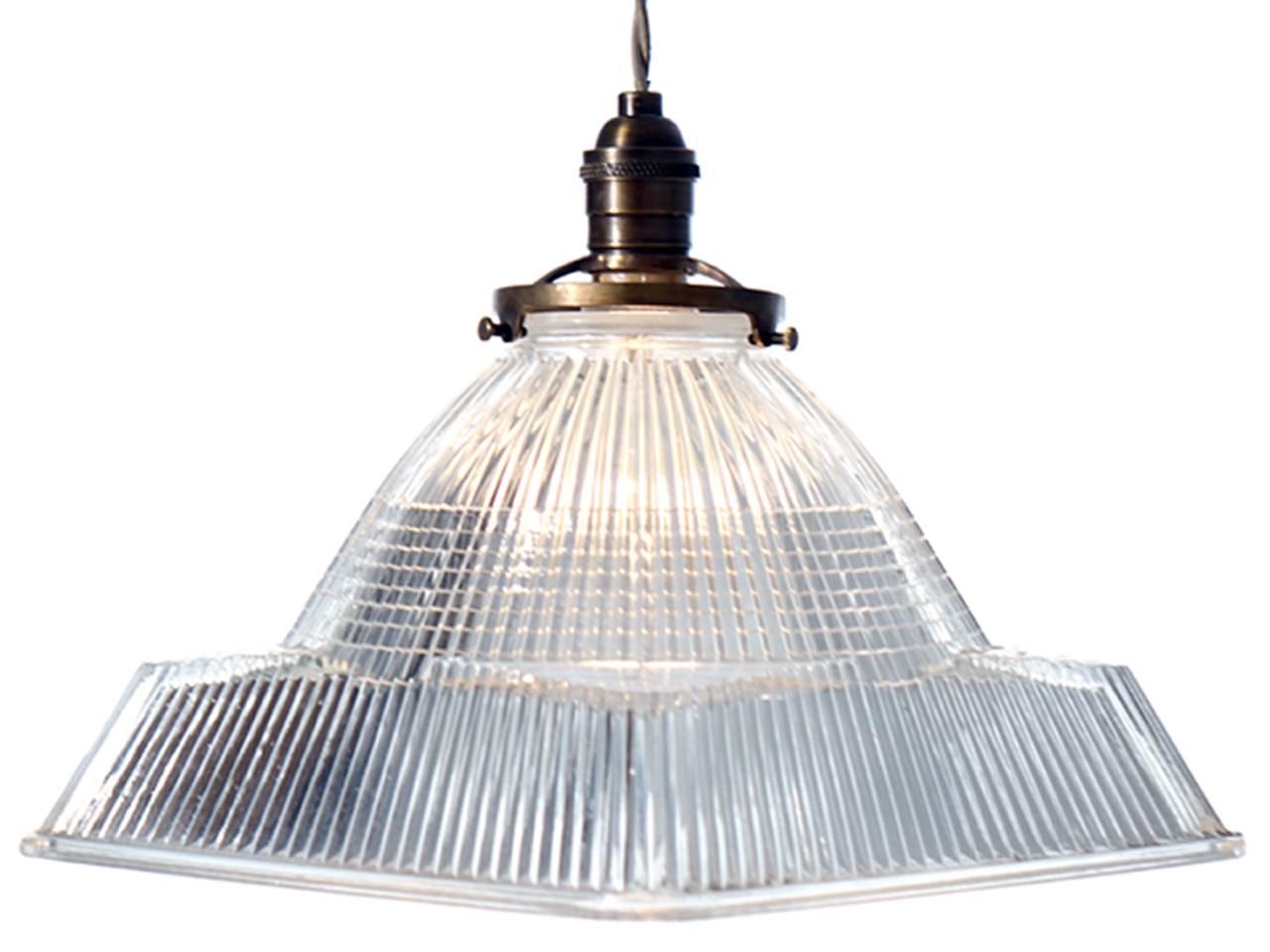 French Dome over Square Holophane Pendants