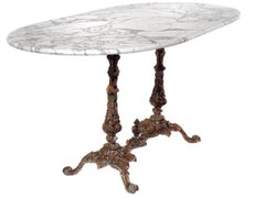 1800s Marble Table with Fiske Cast Iron Base