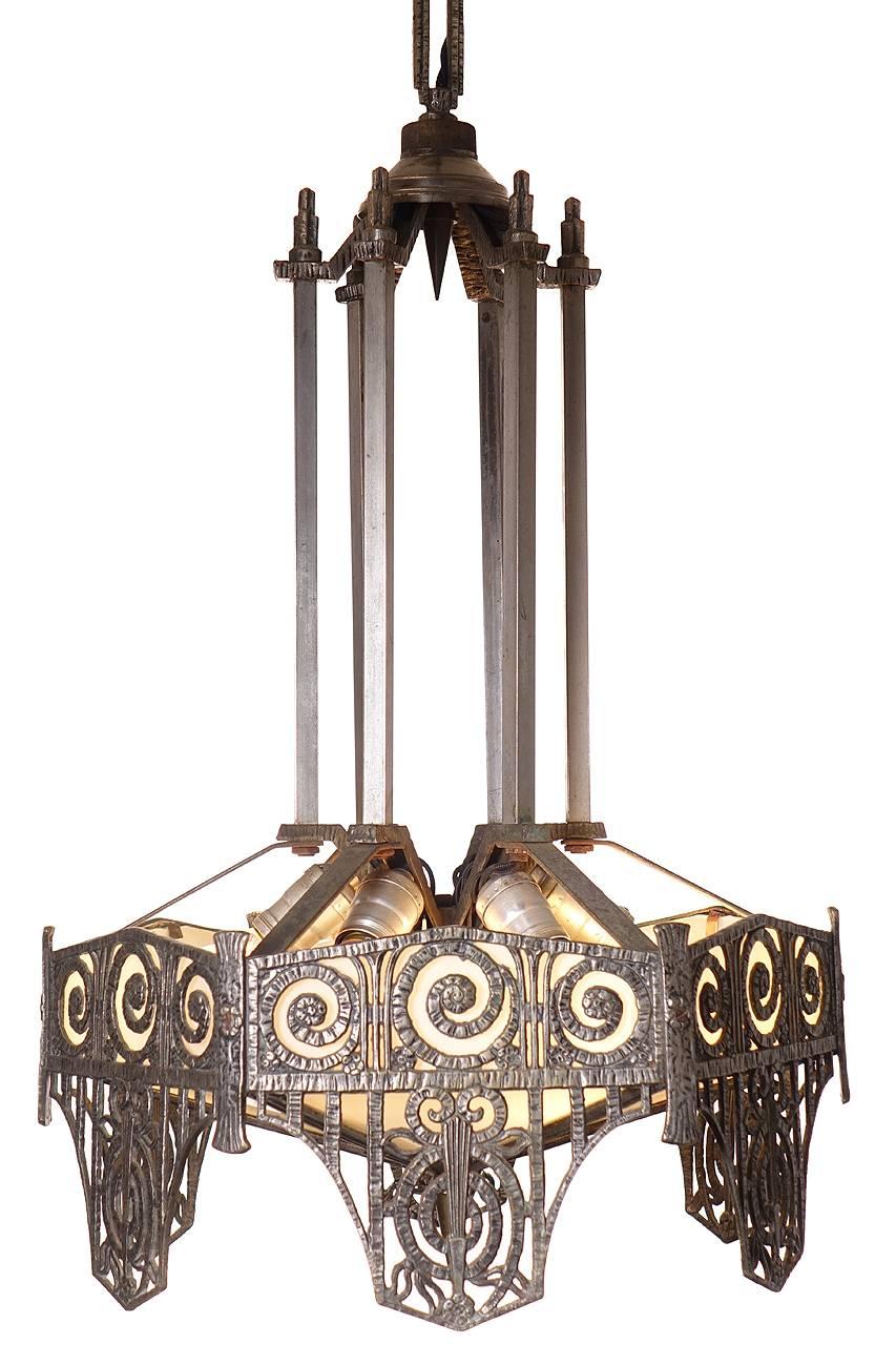 Pair of Highly Detailed French Art Deco Chandelier 1