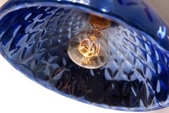 Heavy Industrial Scissor Lamp with Blue Mercury Glass Shade