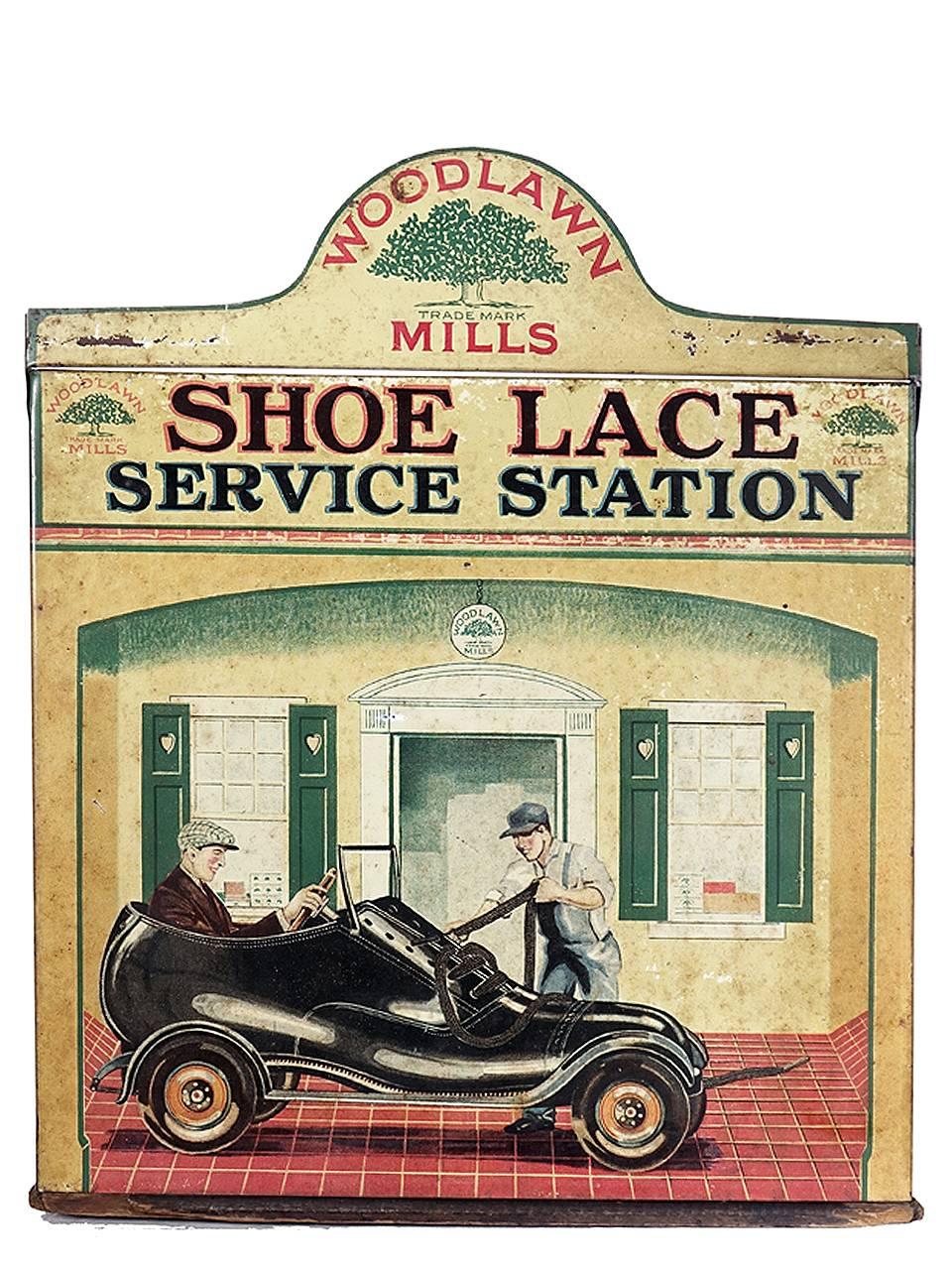 American Shoe Lace Service Station, Very Rare Tin Litho Store Display