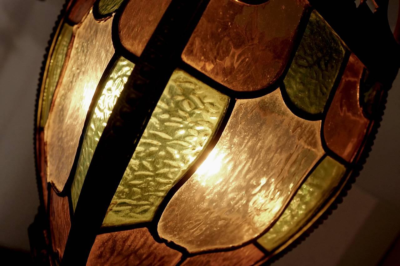 American Tudor Style Stained Glass Hall Light