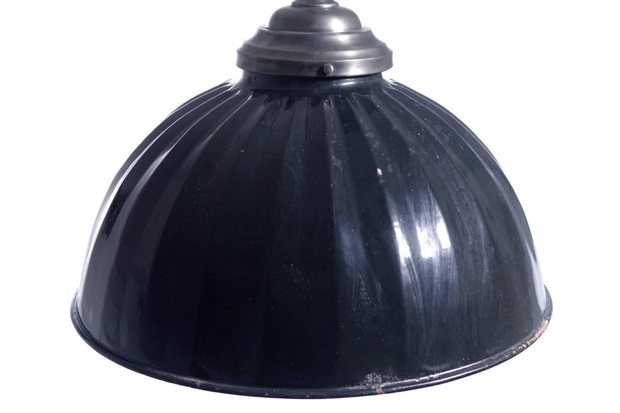 Industrial Large Black Pleated Dome Pendent
