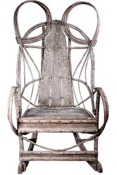 1910 Rustic Adirondack Bentwood and Board Rocker