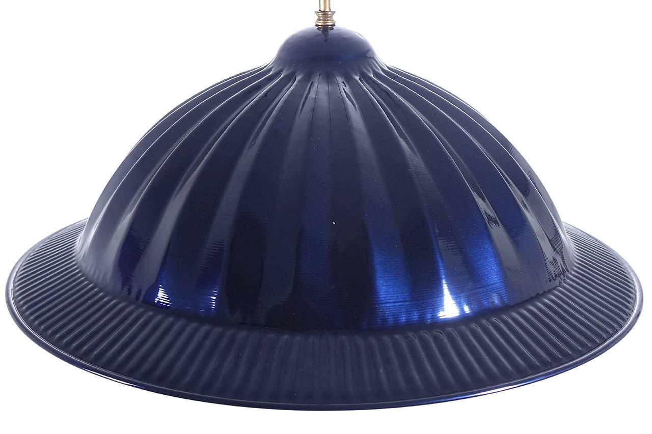 Industrial Large Pleated Cobalt Blue Dome