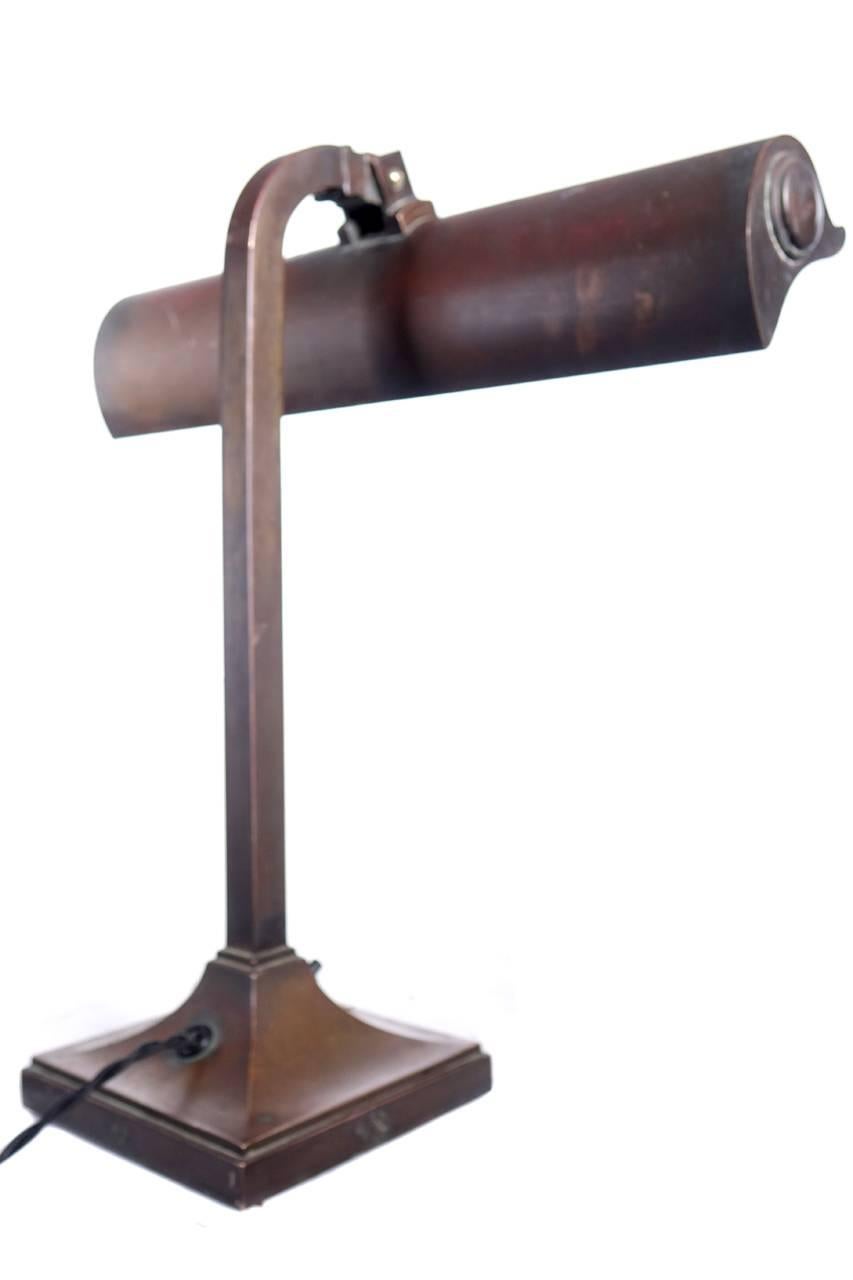 Industrial Original Mirrored Frink Bronze Bank Table Lamp