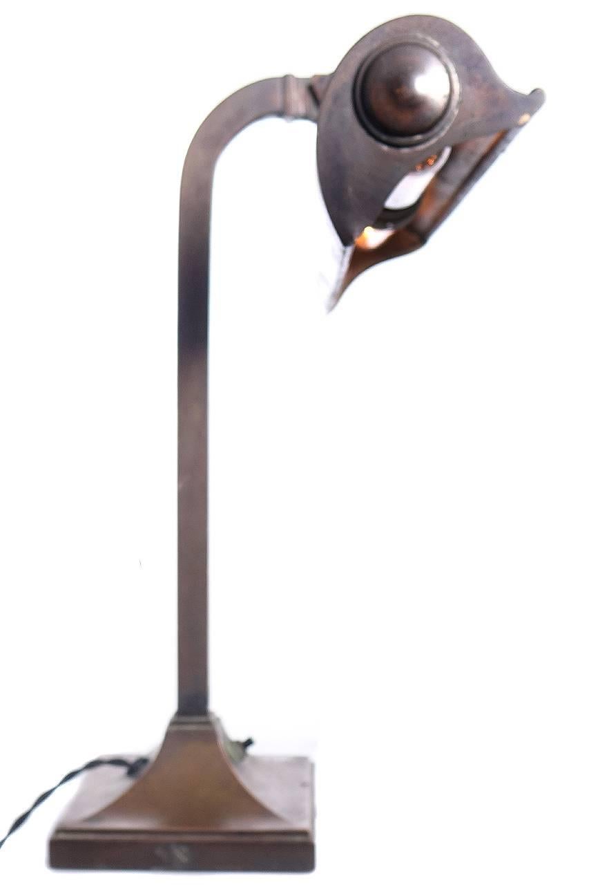 American Original Mirrored Frink Bronze Bank Table Lamp