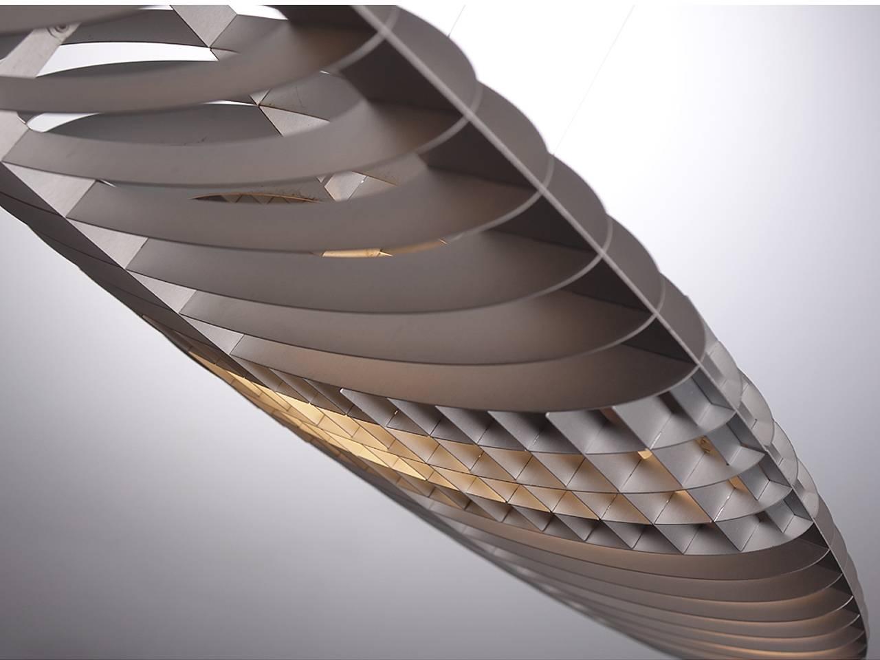 Italian Designer Titanium Pendant Light, Pair