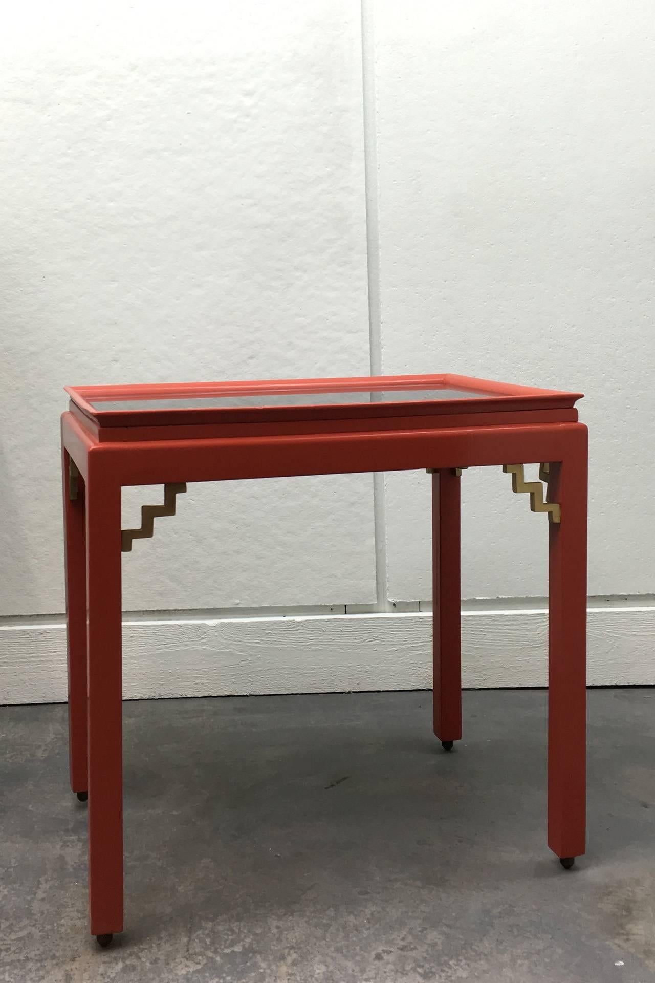 German 20th Century Chinoiserie Red Lacquer Sidetable