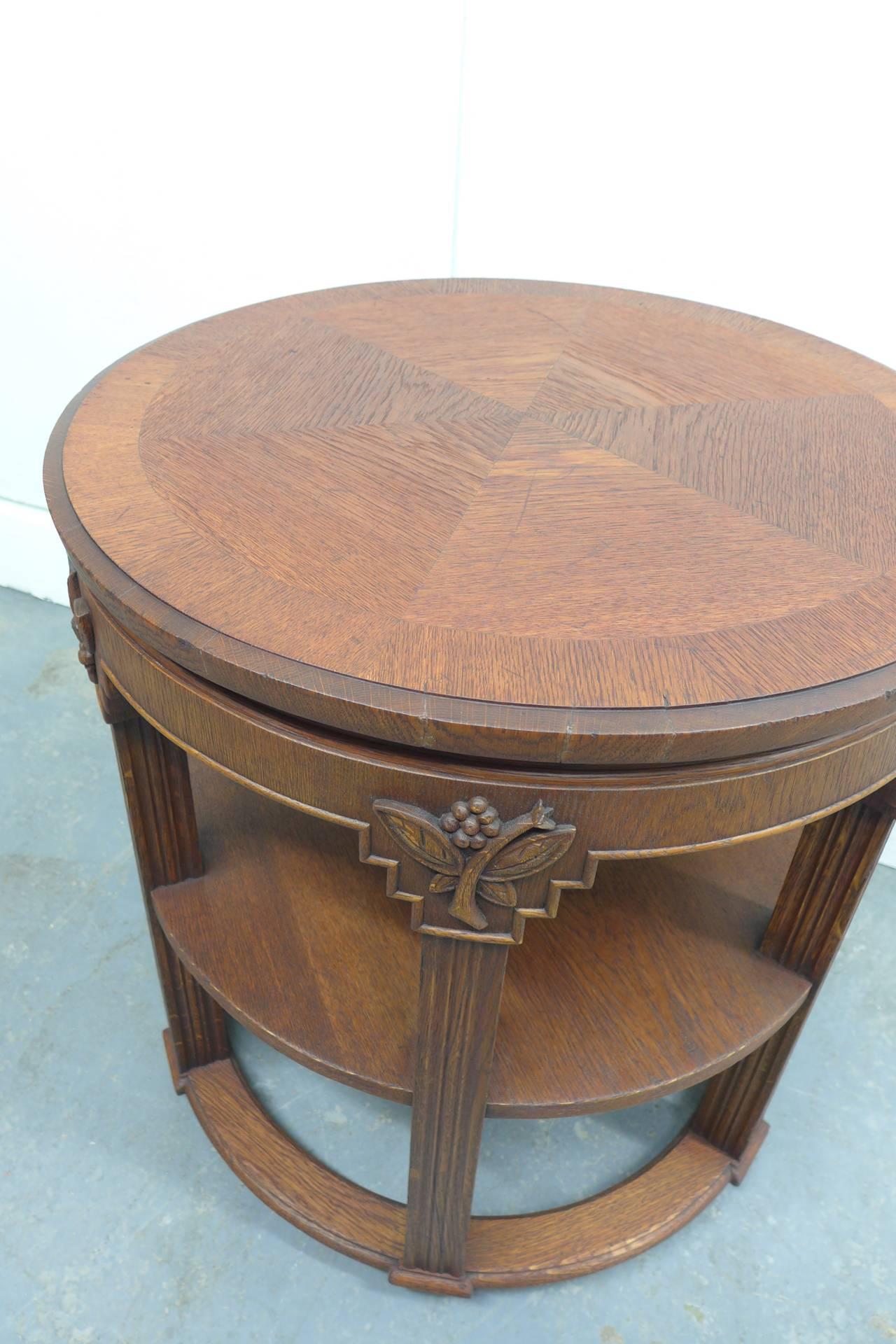 20th Century German Expressionist Oak Side Table For Sale