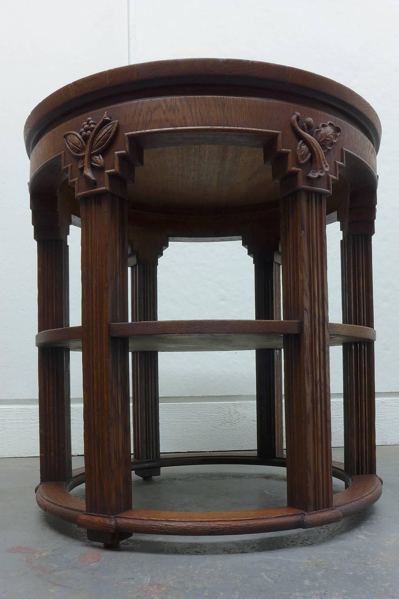 German Expressionist Oak Side Table For Sale 5