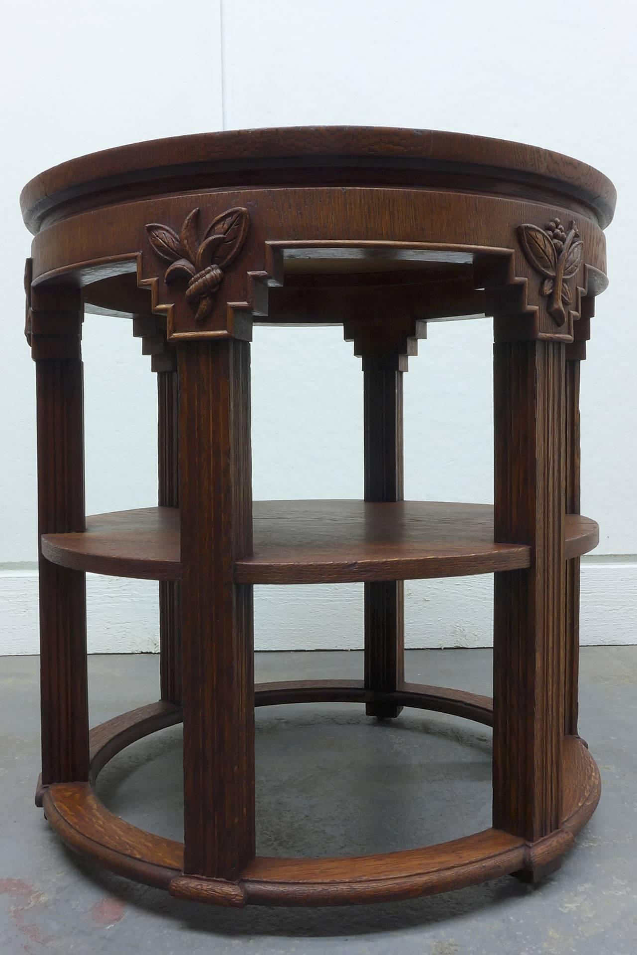 German Expressionist Oak Side Table For Sale 2