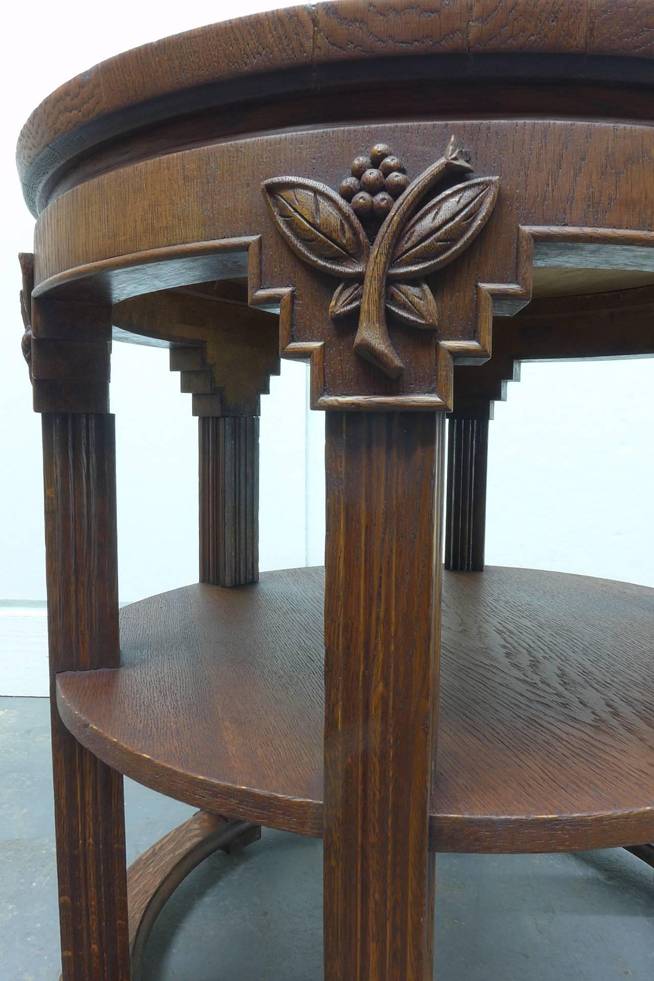 German Expressionist Oak Side Table For Sale 4