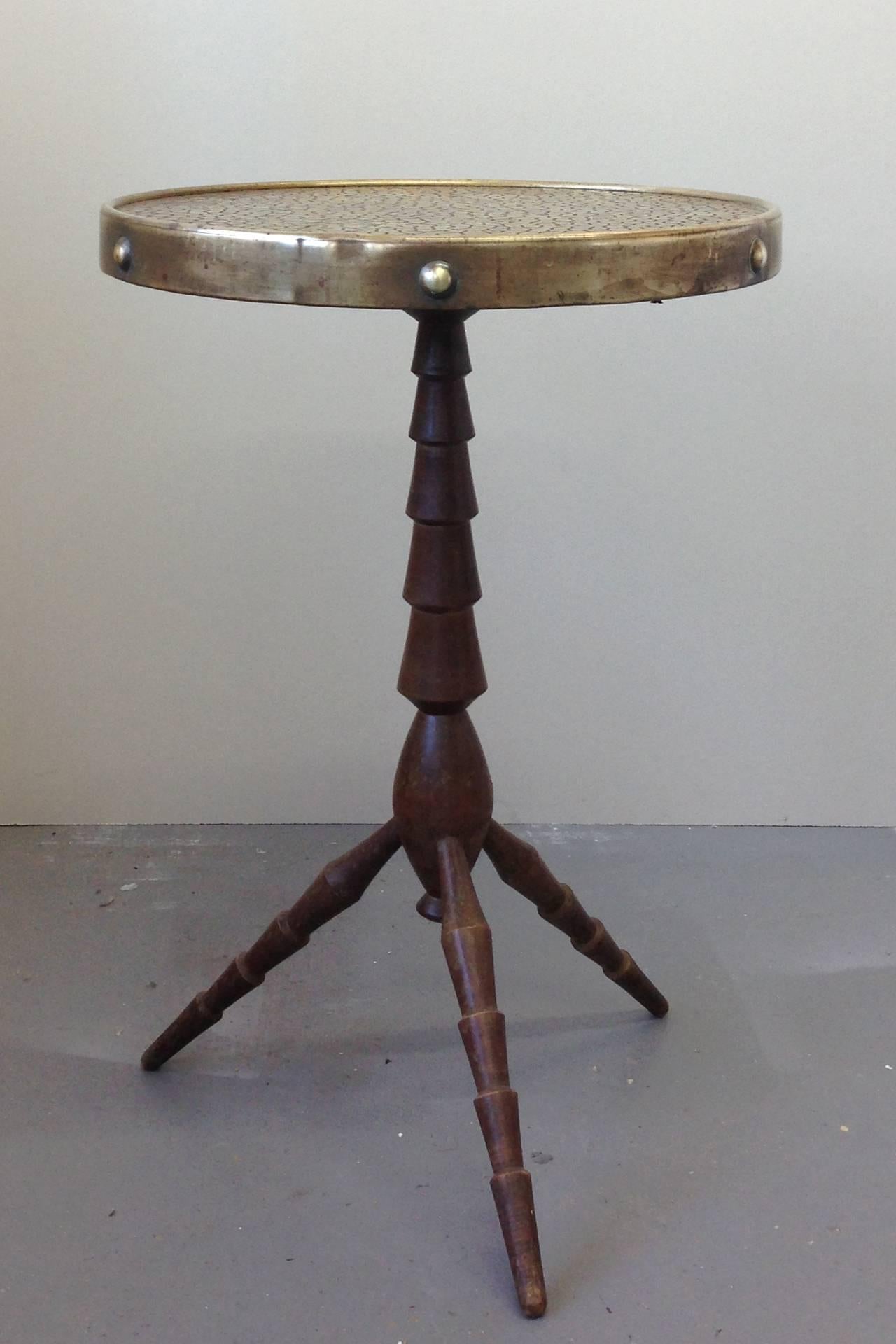 German Expressionist Brass-Top Side Table 1