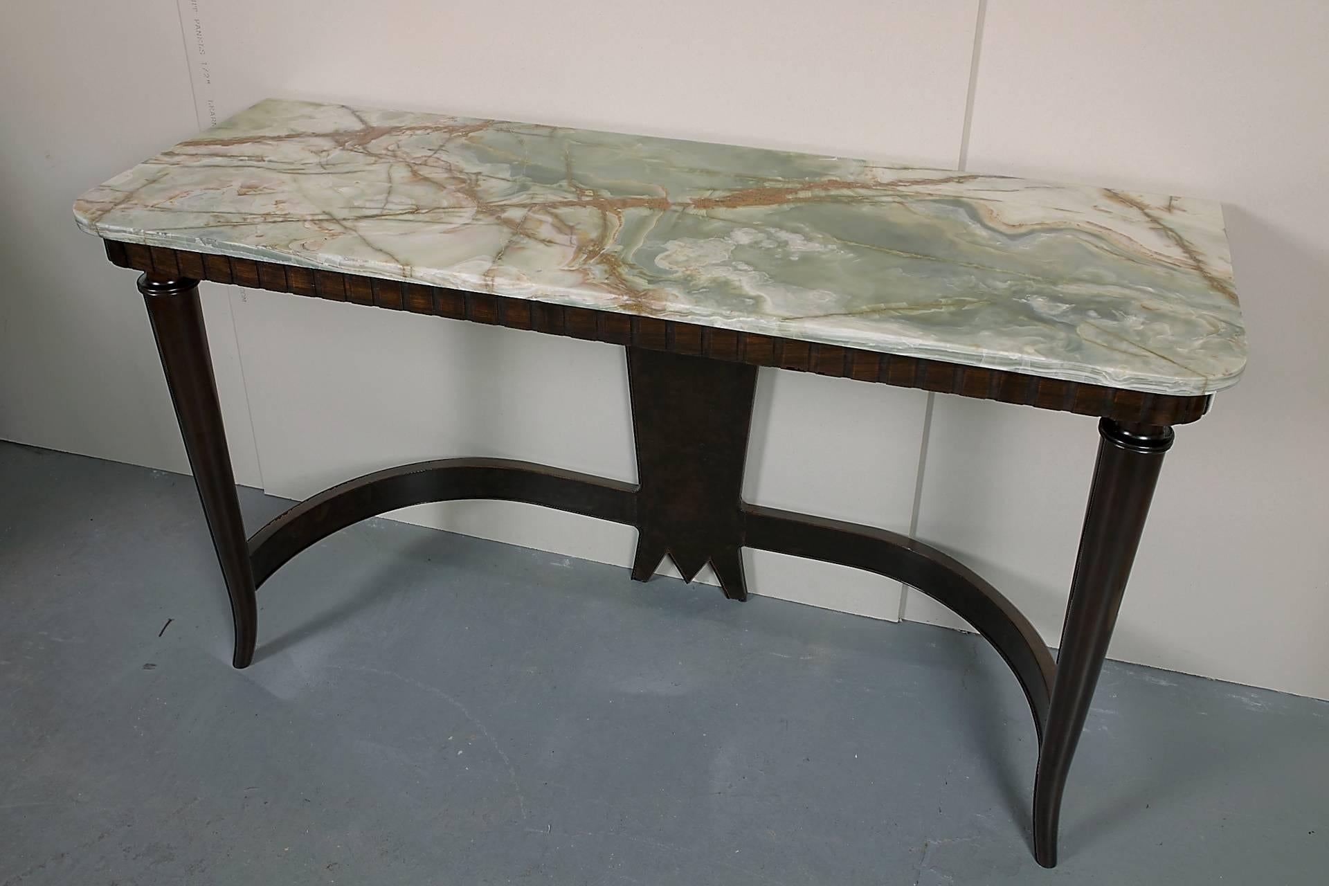 Walnut and Onyx Console Table by Luigi Scremin For Sale 4