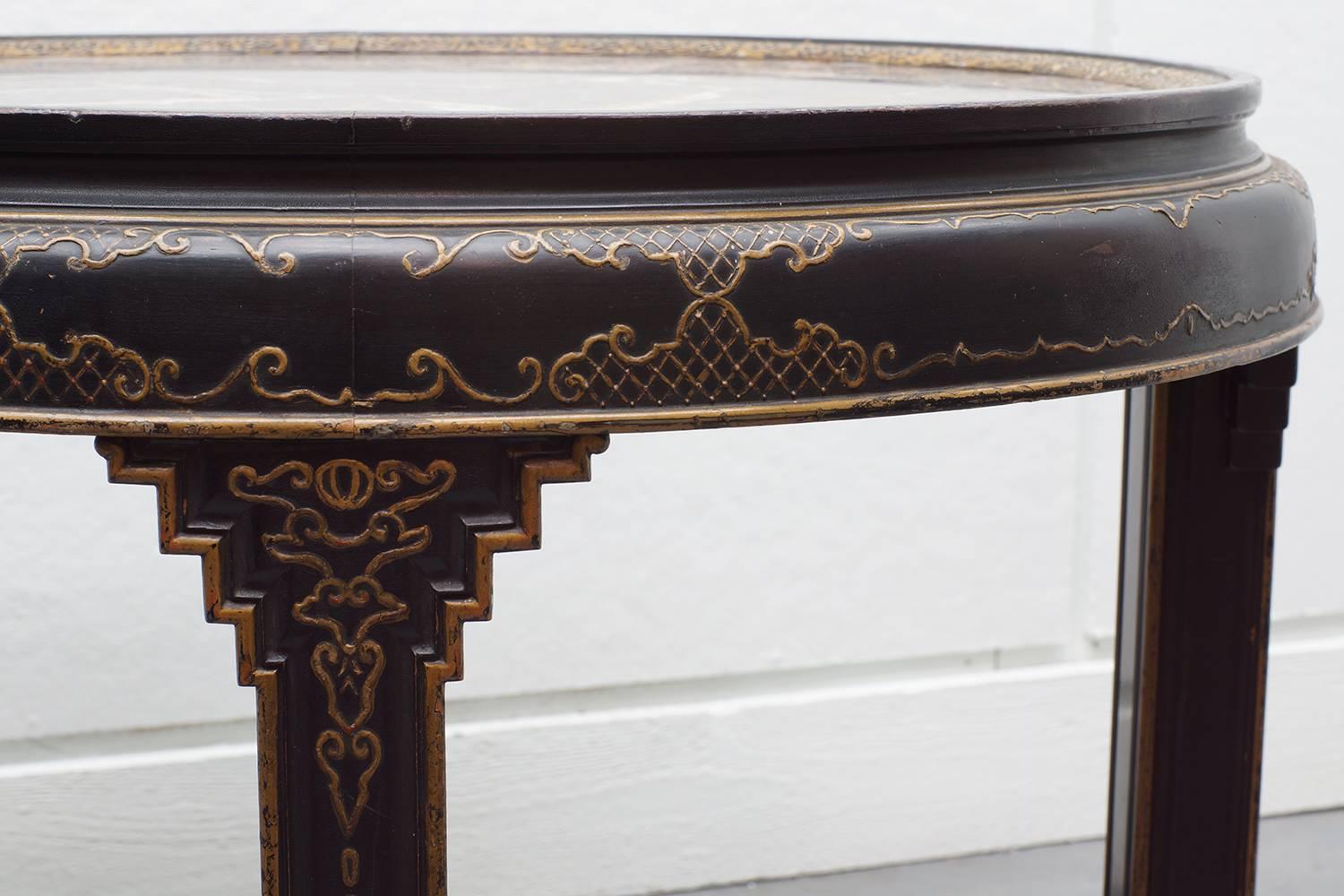 A Marble Chinoiserie Art Deco Table by Peter Baumann In Excellent Condition For Sale In Saarbruecken, DE