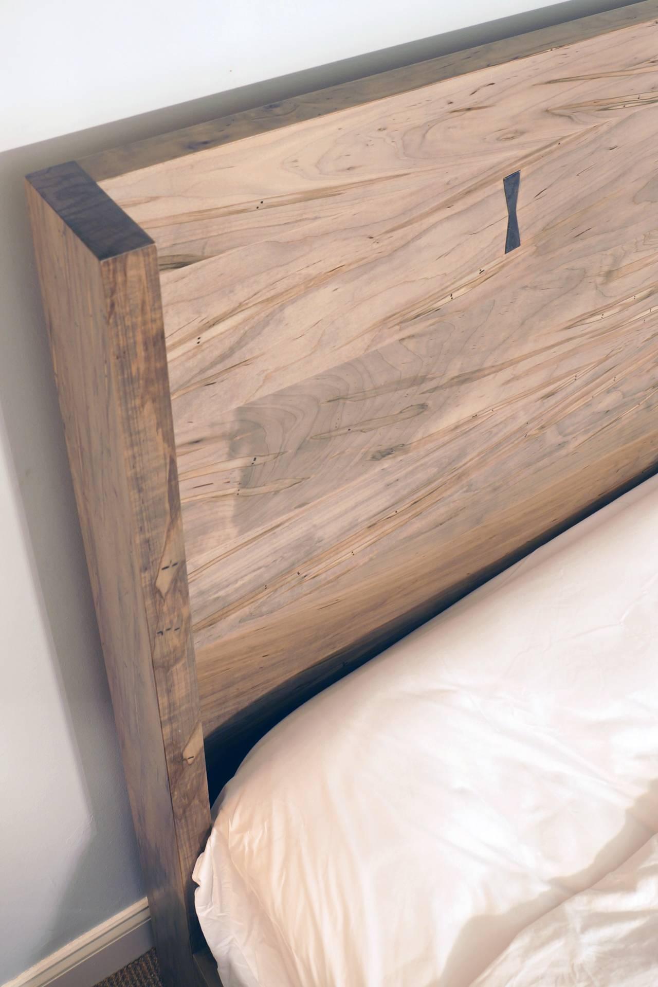 A sunday bed by BDDW. Of solid American holly featuring three sterling silver inlays.