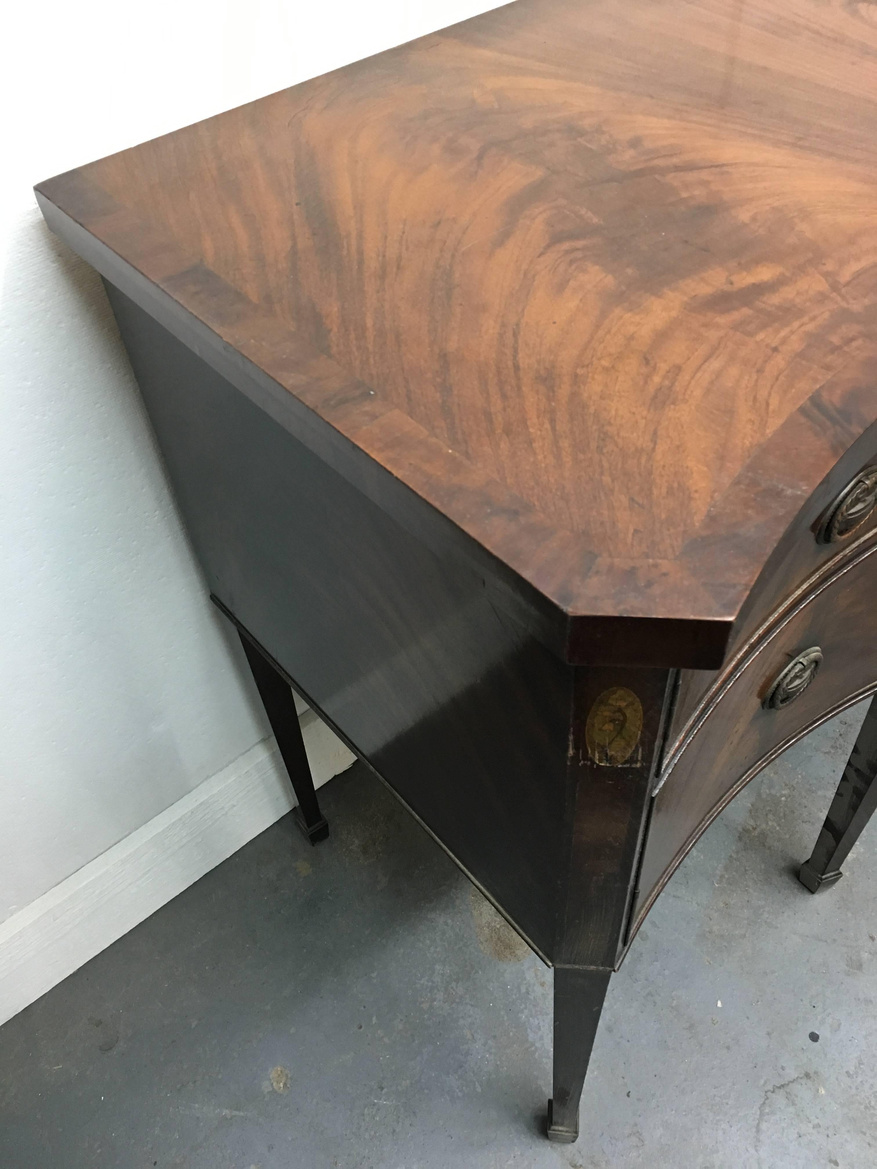 Brass American Federal Style Mahogany Sideboard