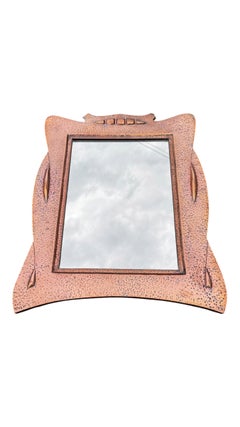 English Arts & Crafts Hammered Copper Wall Mirror, Circa 1900