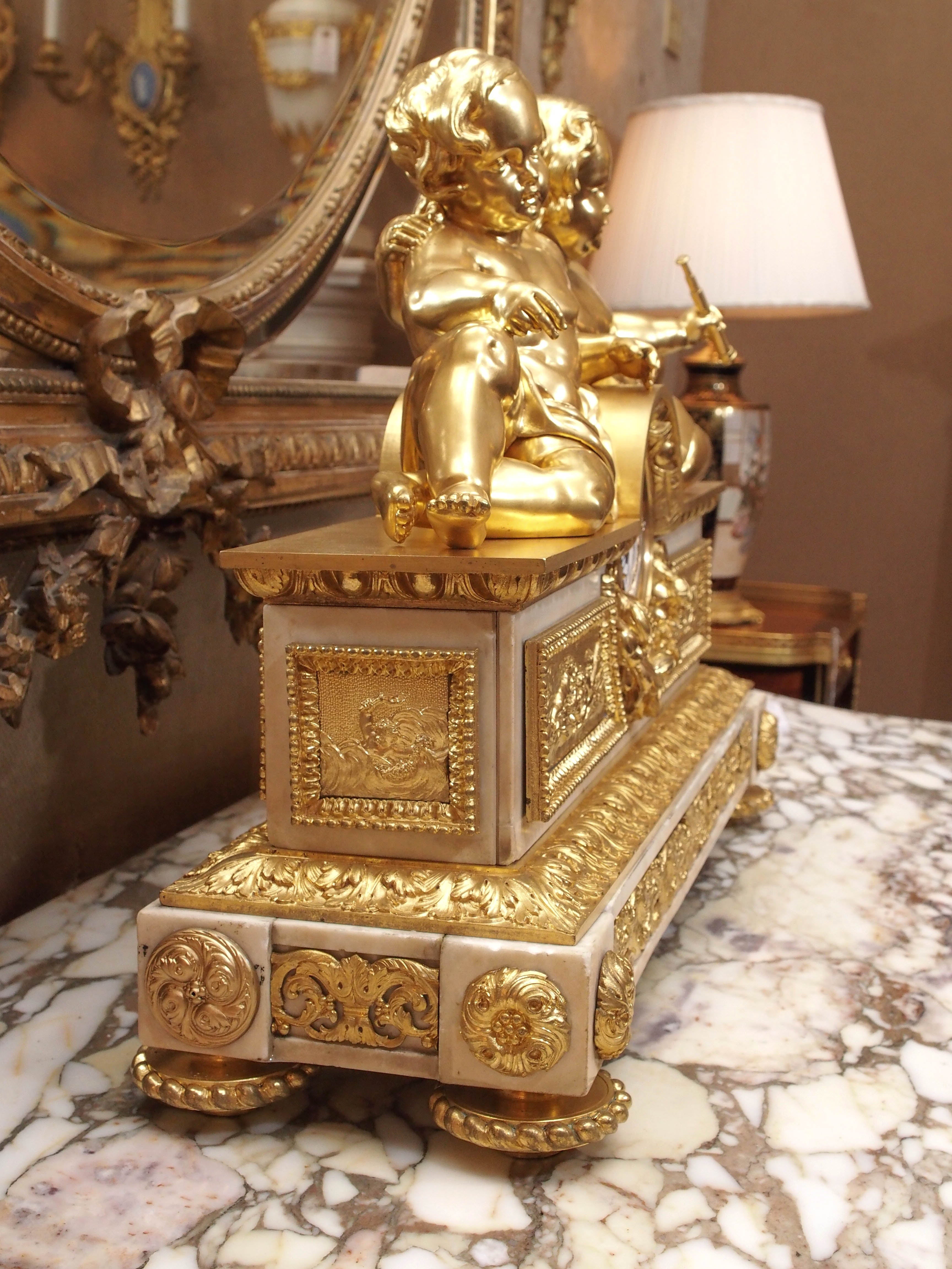 Antique French Louis XVI Museum Quality Ormolu and Marble Clock, circa 1880 3