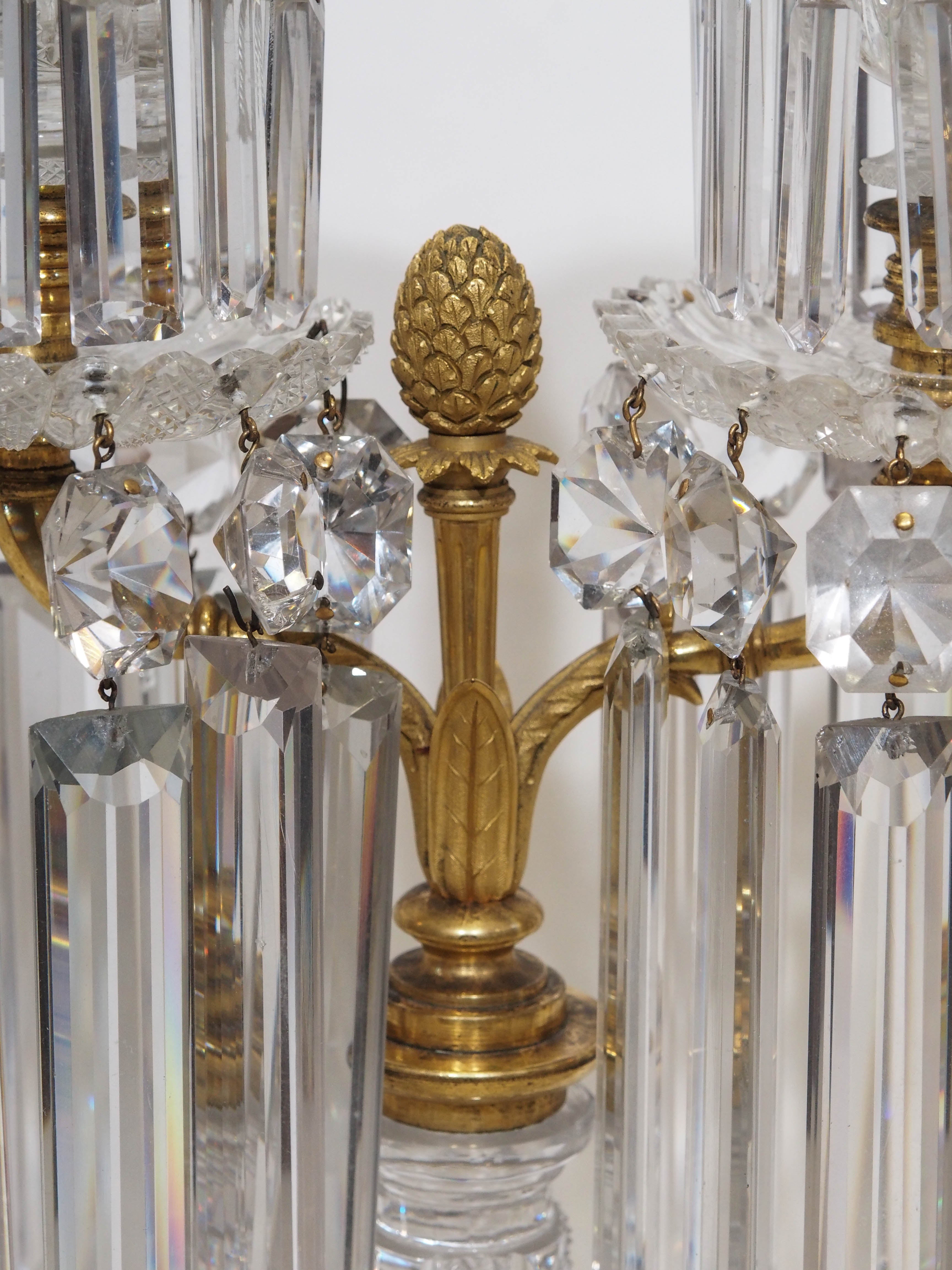 Pair of Antique English Regency Crystal Lustres, circa 1815-1830 In Excellent Condition In New Orleans, LA