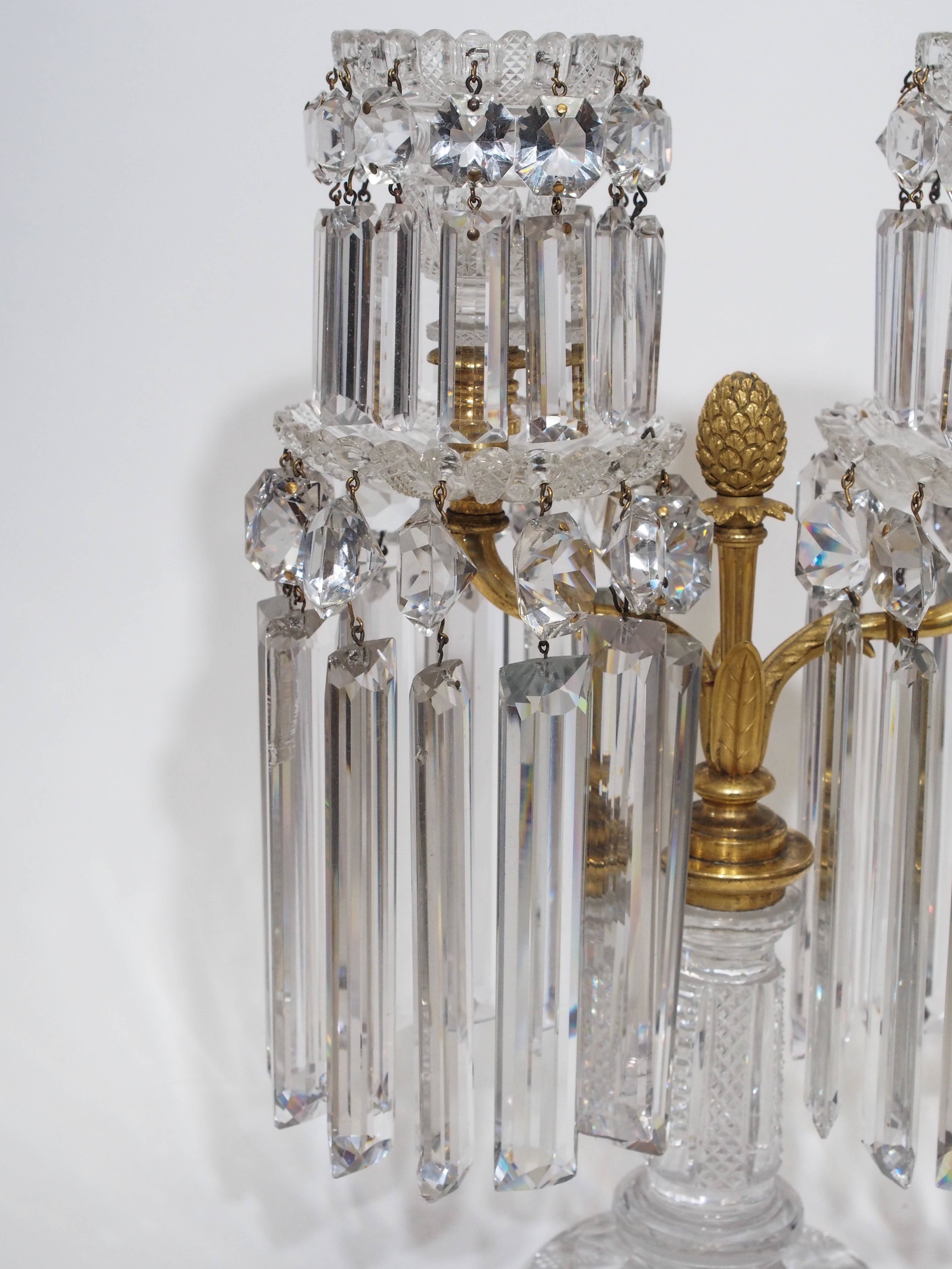 Pair of Antique English Regency Crystal Lustres, circa 1815-1830 1