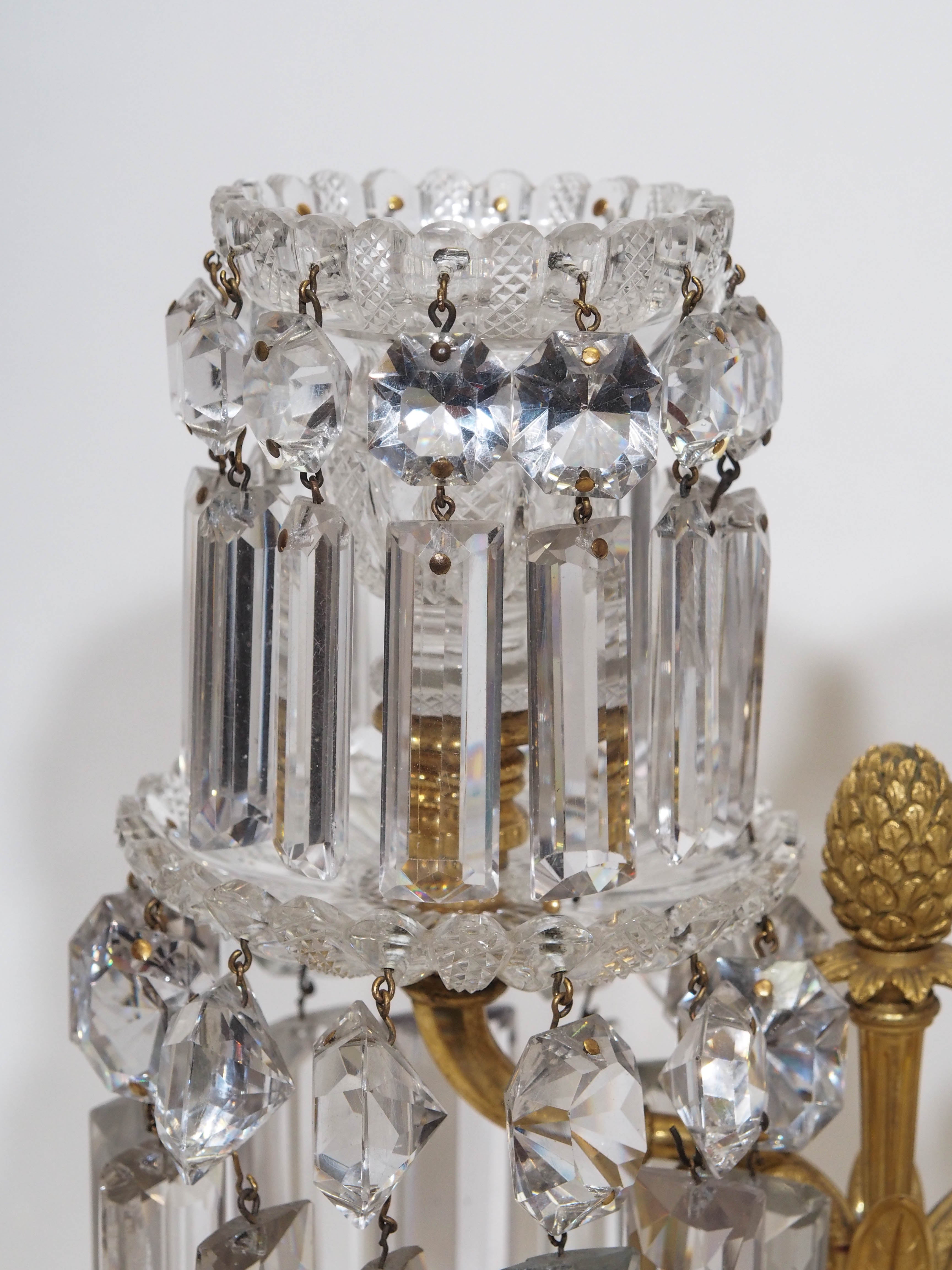 Pair of Antique English Regency Crystal Lustres, circa 1815-1830 2