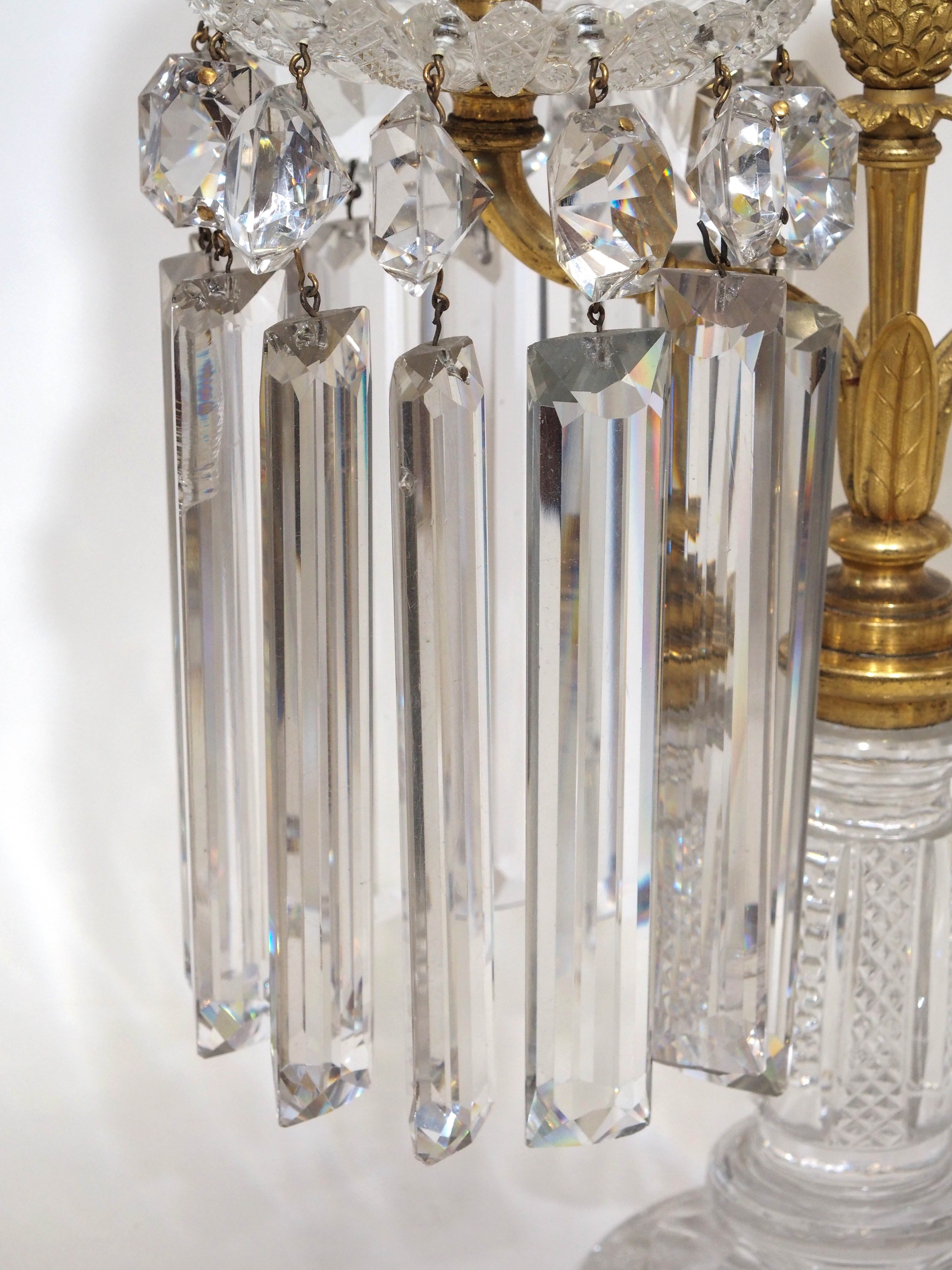 Pair of Antique English Regency Crystal Lustres, circa 1815-1830 3