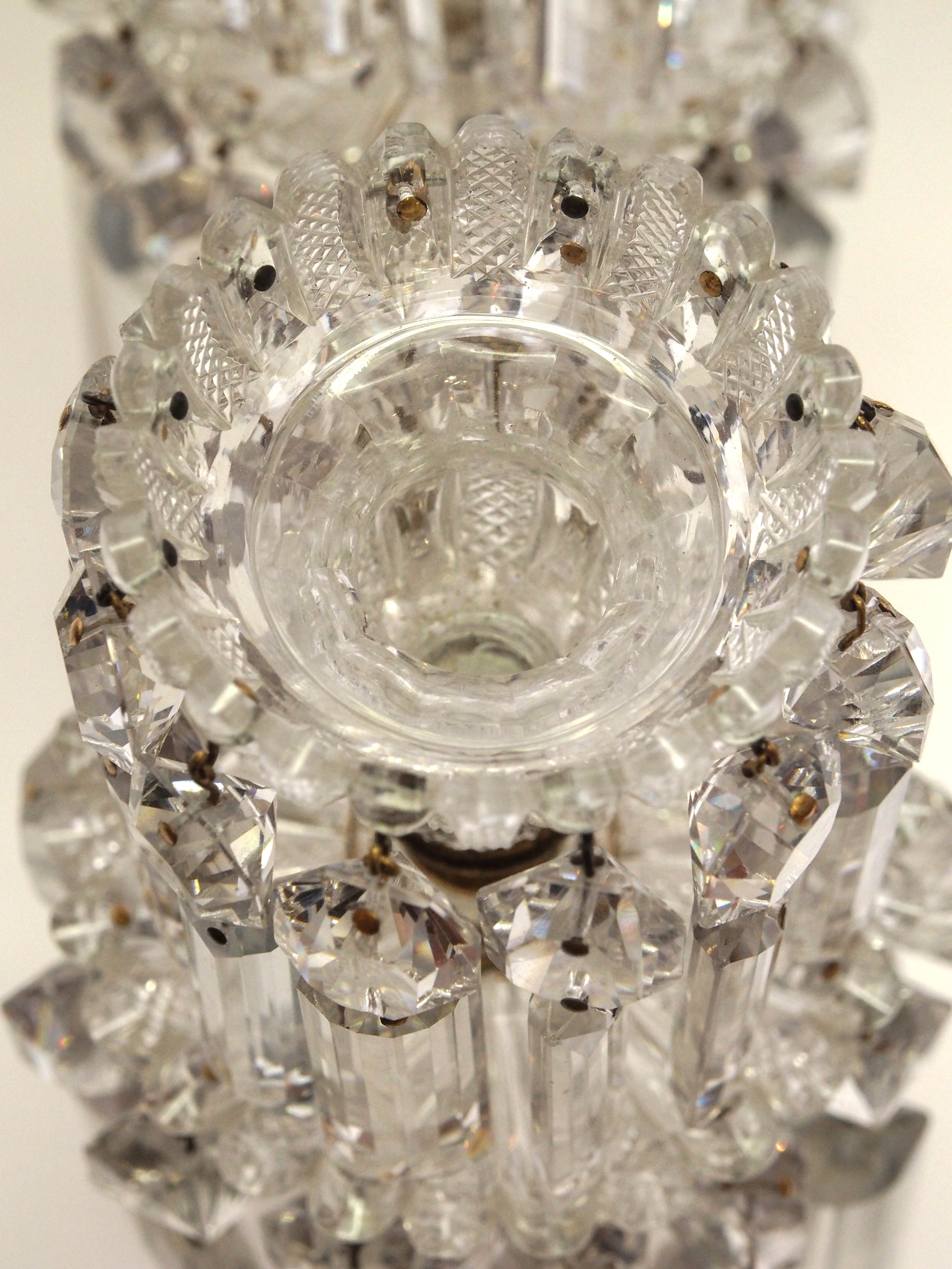 Pair of Antique English Regency Crystal Lustres, circa 1815-1830 4