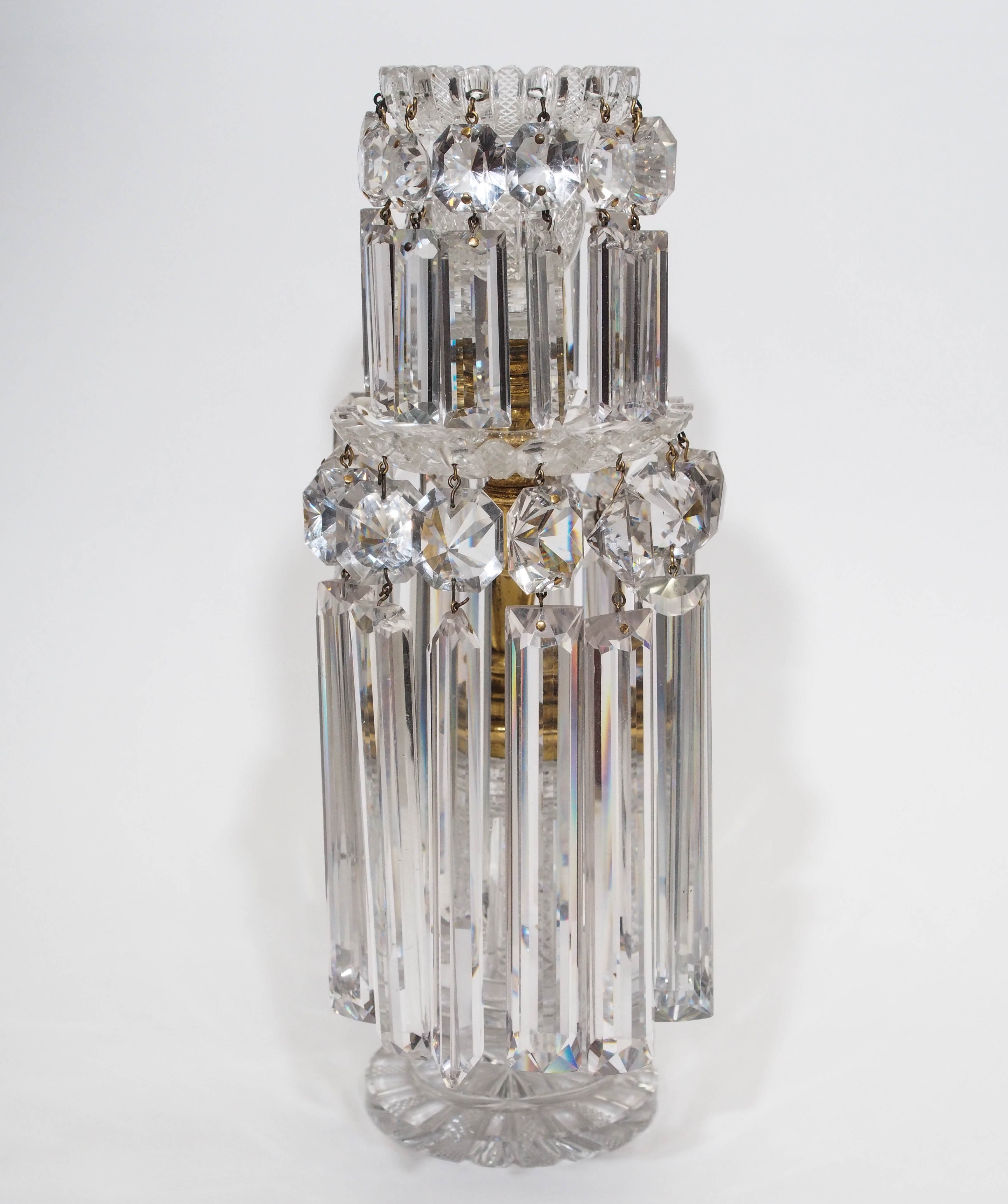 Pair of Antique English Regency Crystal Lustres, circa 1815-1830 5