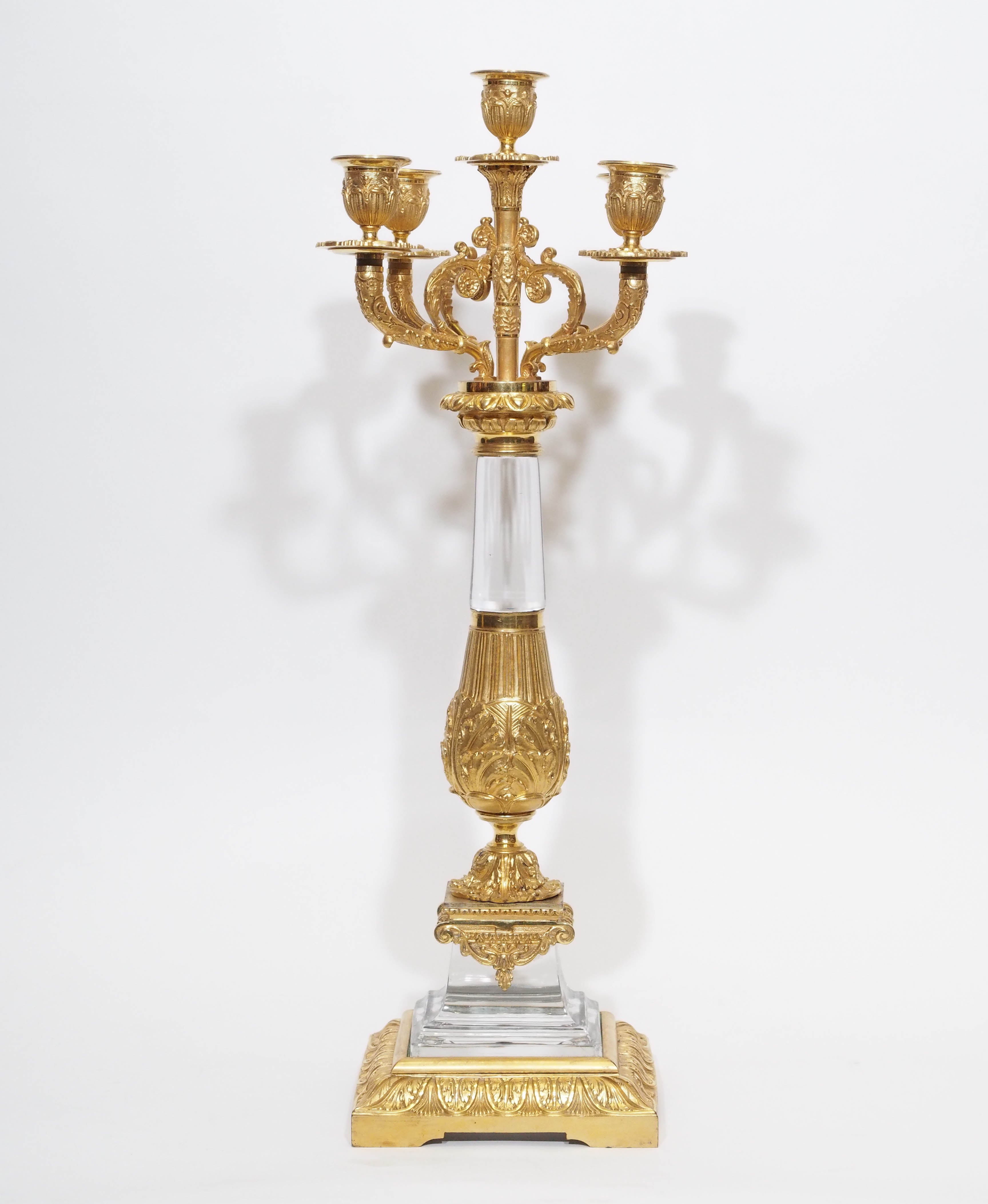 Antique French Napoleon III Baccarat and ormolu candelabra. Magnificent craftsmanship.