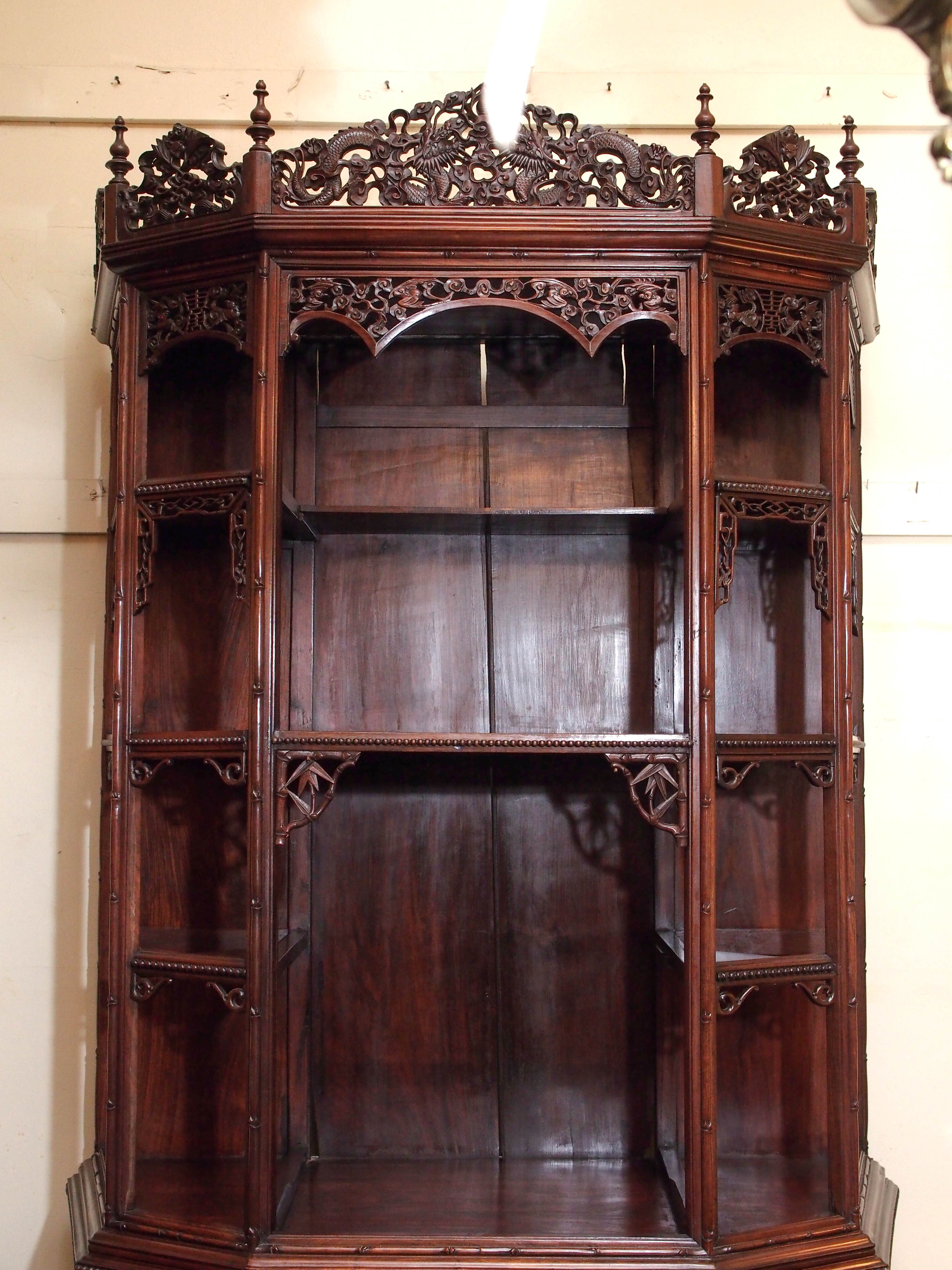 Chinese Magnificent Antique Carved Teak Cabinet, circa 1870-1880