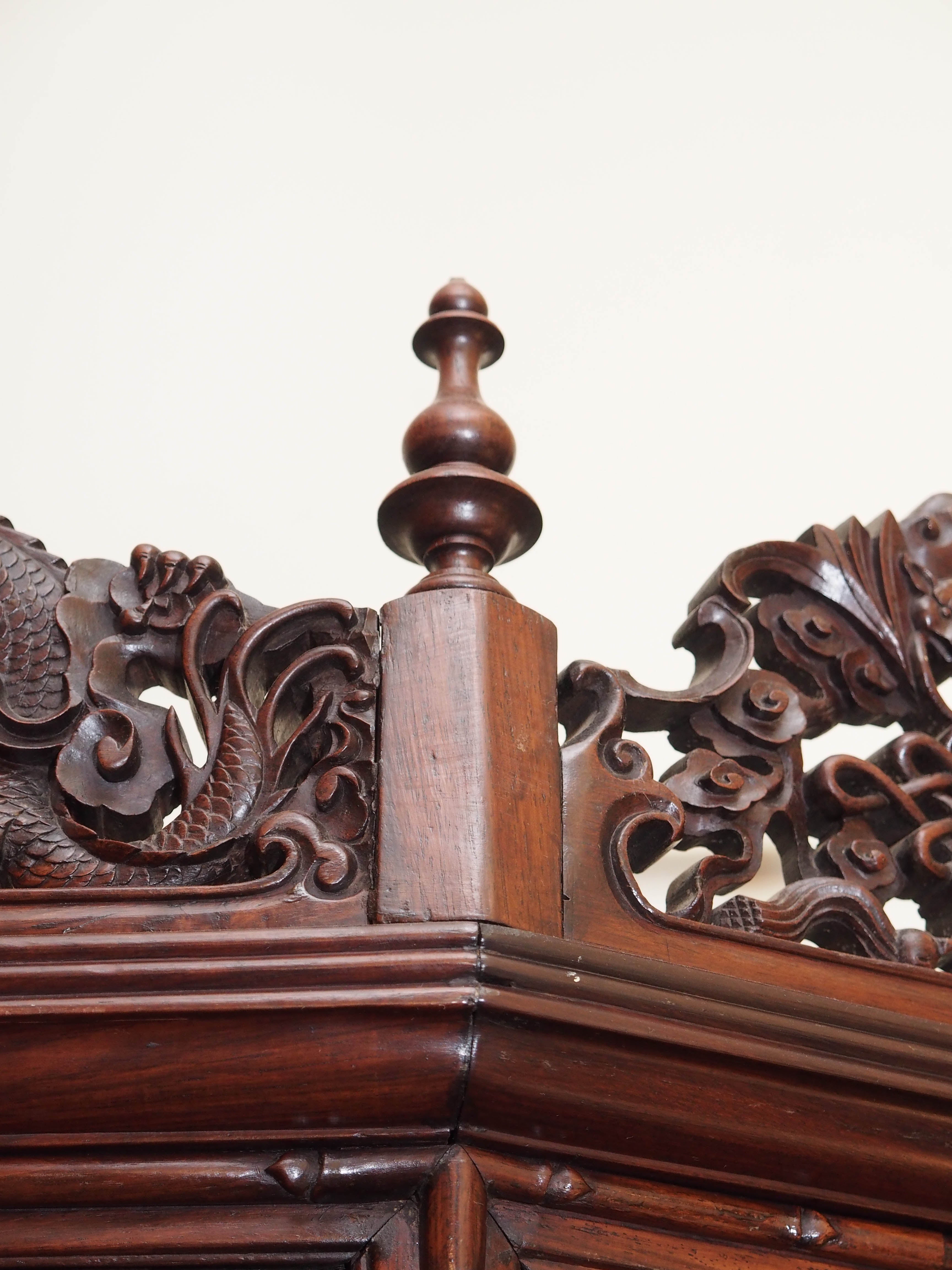 Magnificent Antique Carved Teak Cabinet, circa 1870-1880 1