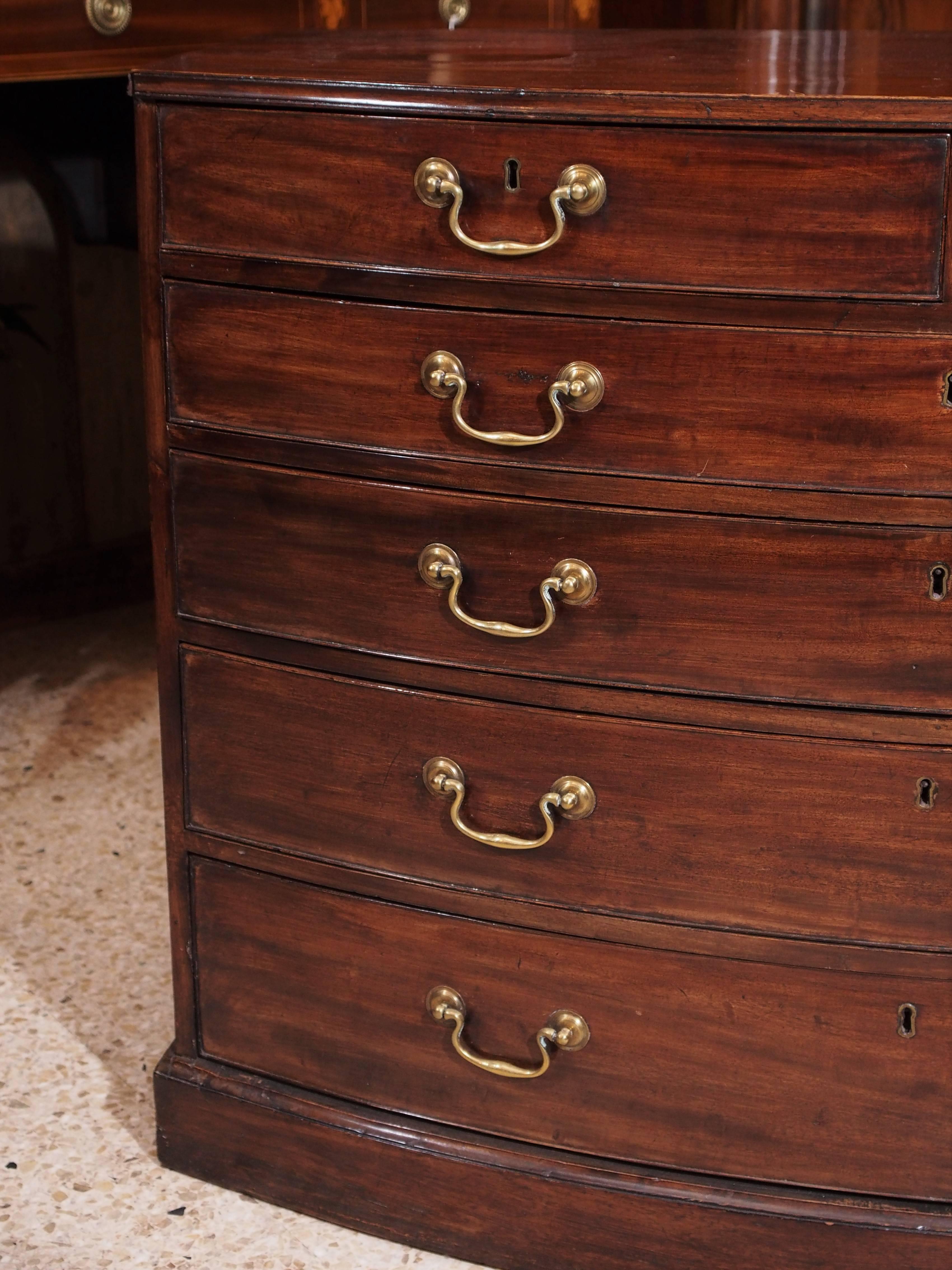 19th Century Antique English Mahogany Bow Front Chest, circa 1840 For Sale