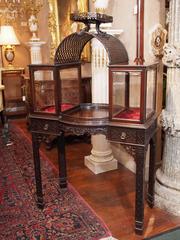 Antique English Mahogany Brighton Pavilion Chinoiserie Display Cabinet, 1890s