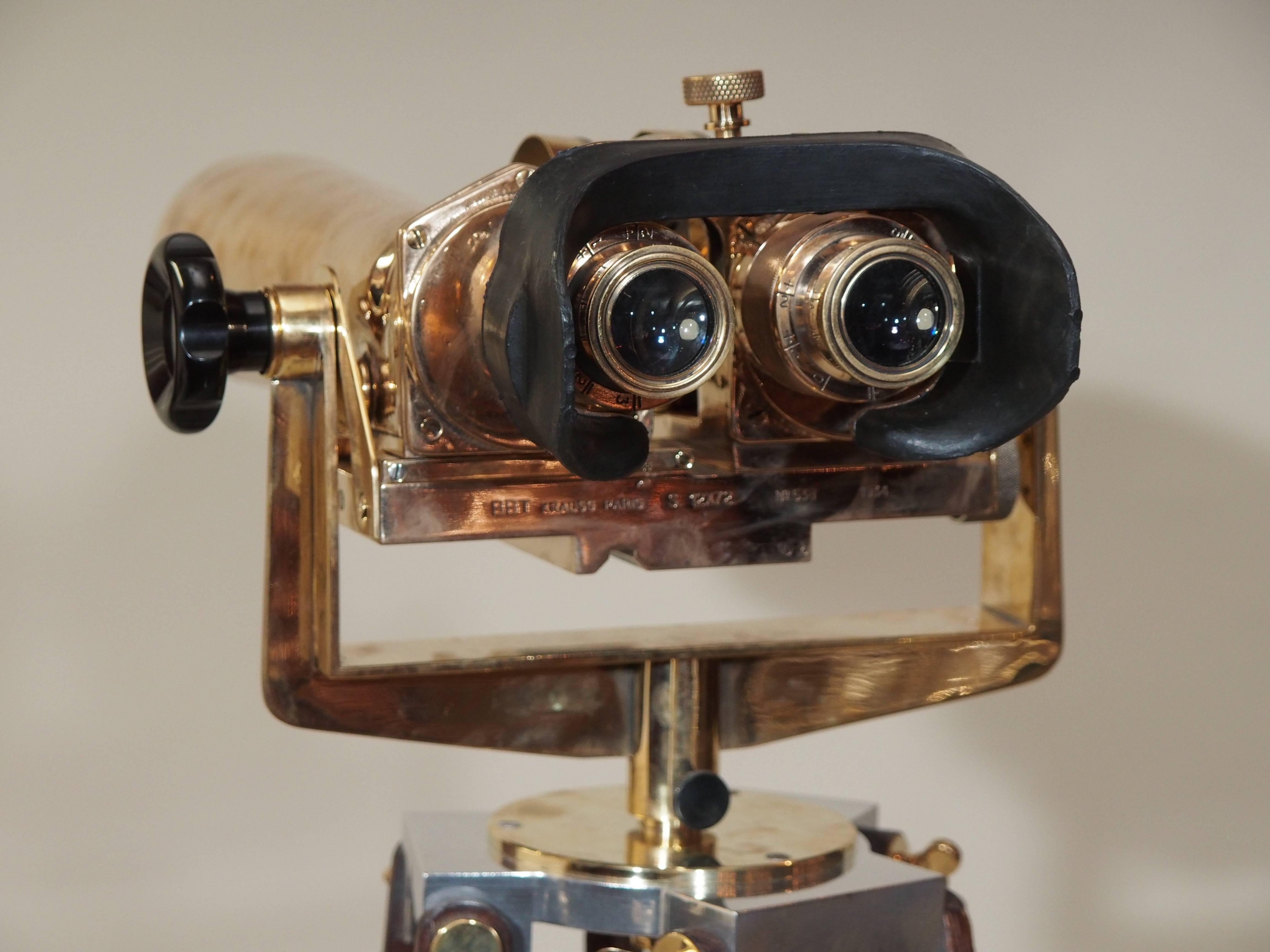 Antique French High Powered Binoculars BTT Krauss, Paris, 1934 In Excellent Condition In New Orleans, LA