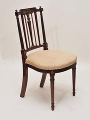 Pair of Antique English Sheraton Satinwood and Mahogany Inlaid Chairs